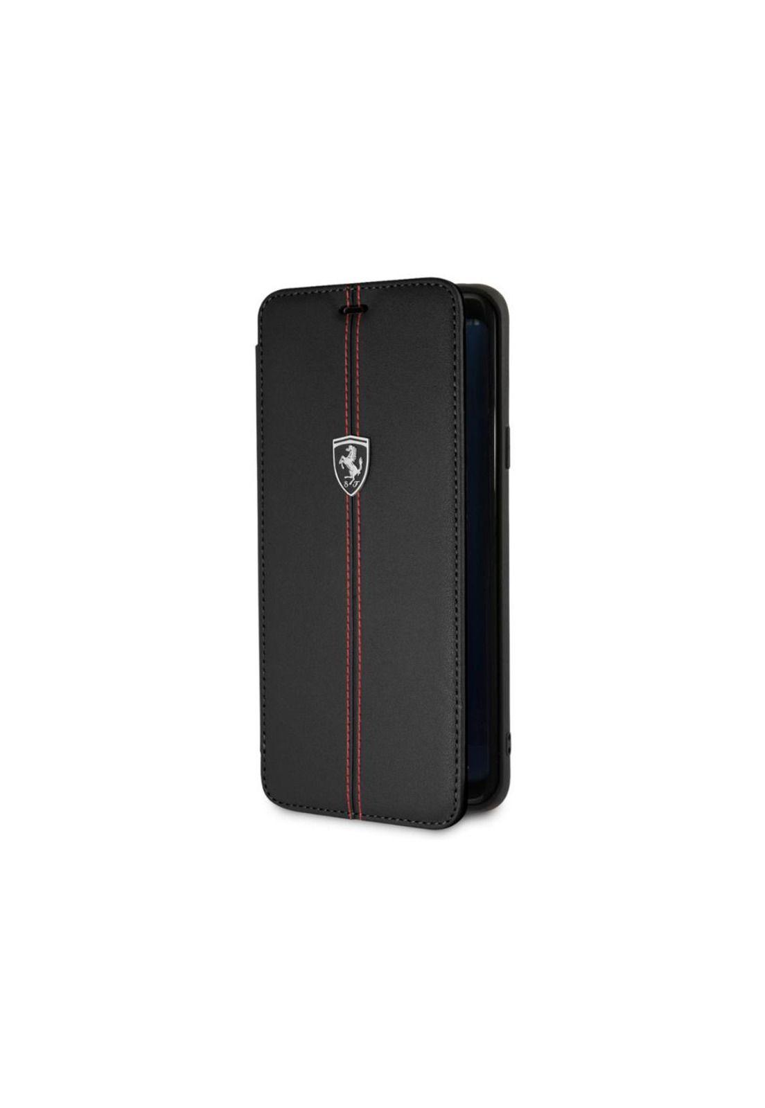 CARCASA BOOK FERRARI GALAXY S9+ CUERO GENUINO NEGRO-2