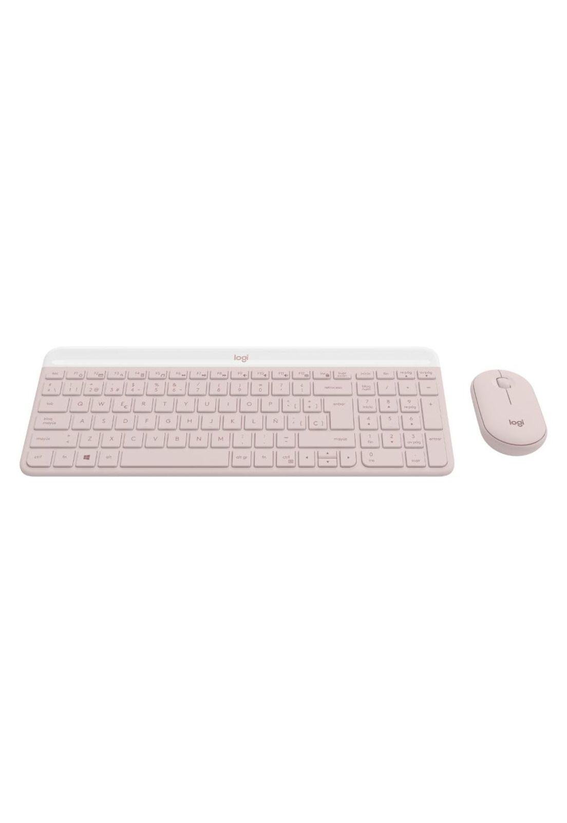 SLIM COMBO TECLADO MOUSE MK470 ROSADO-2
