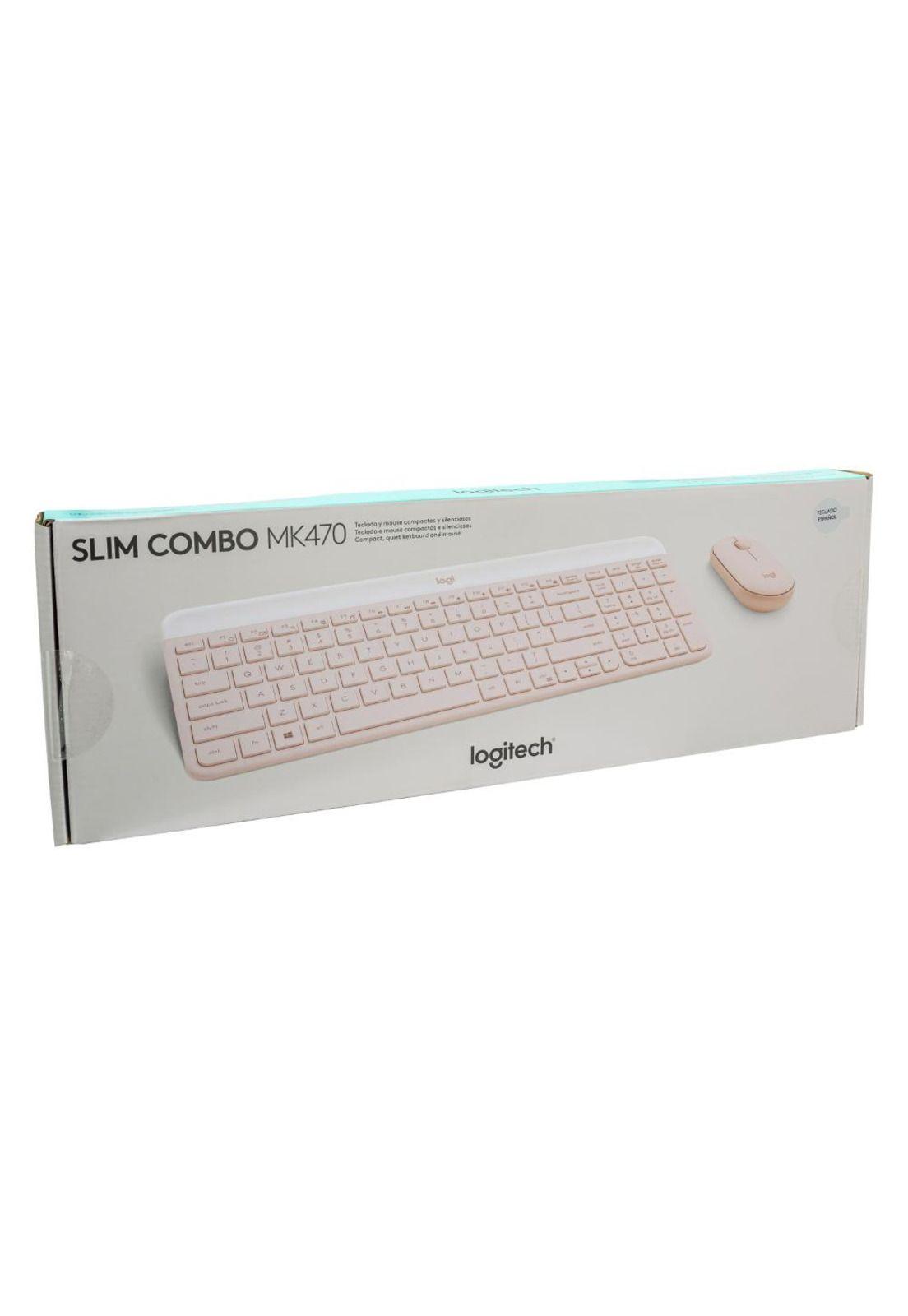 SLIM COMBO TECLADO MOUSE MK470 ROSADO-3