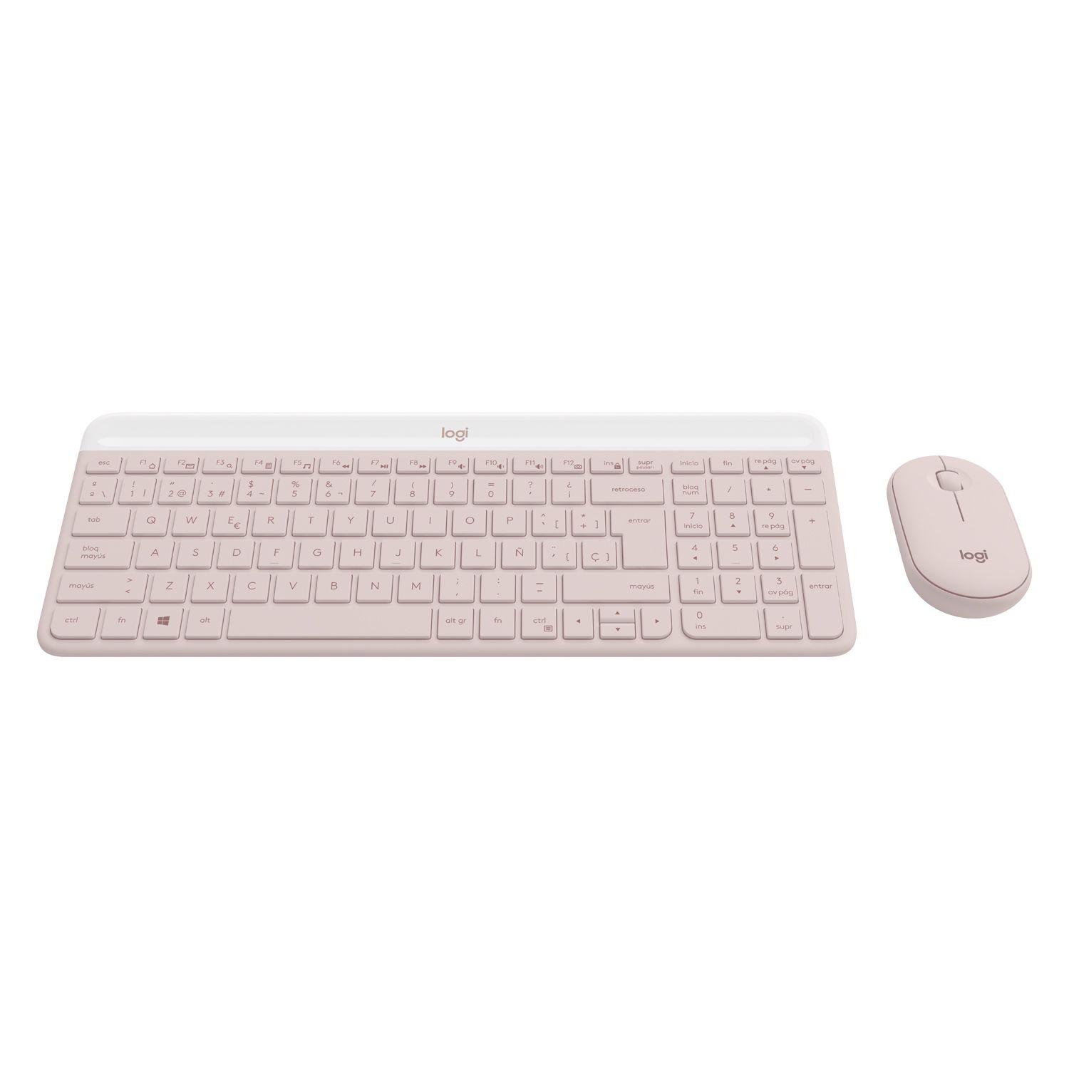 SLIM COMBO TECLADO MOUSE MK470 ROSADO-2