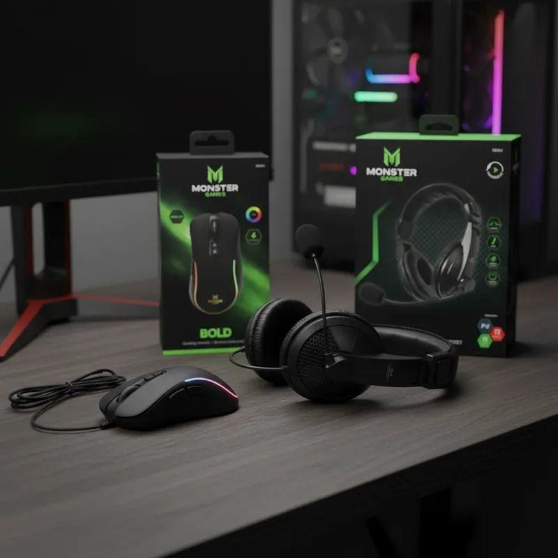 COMBO MONSTER AUDIFONO + MOUSE Multicolor 29MTGH550BK+29MTGM1042-4