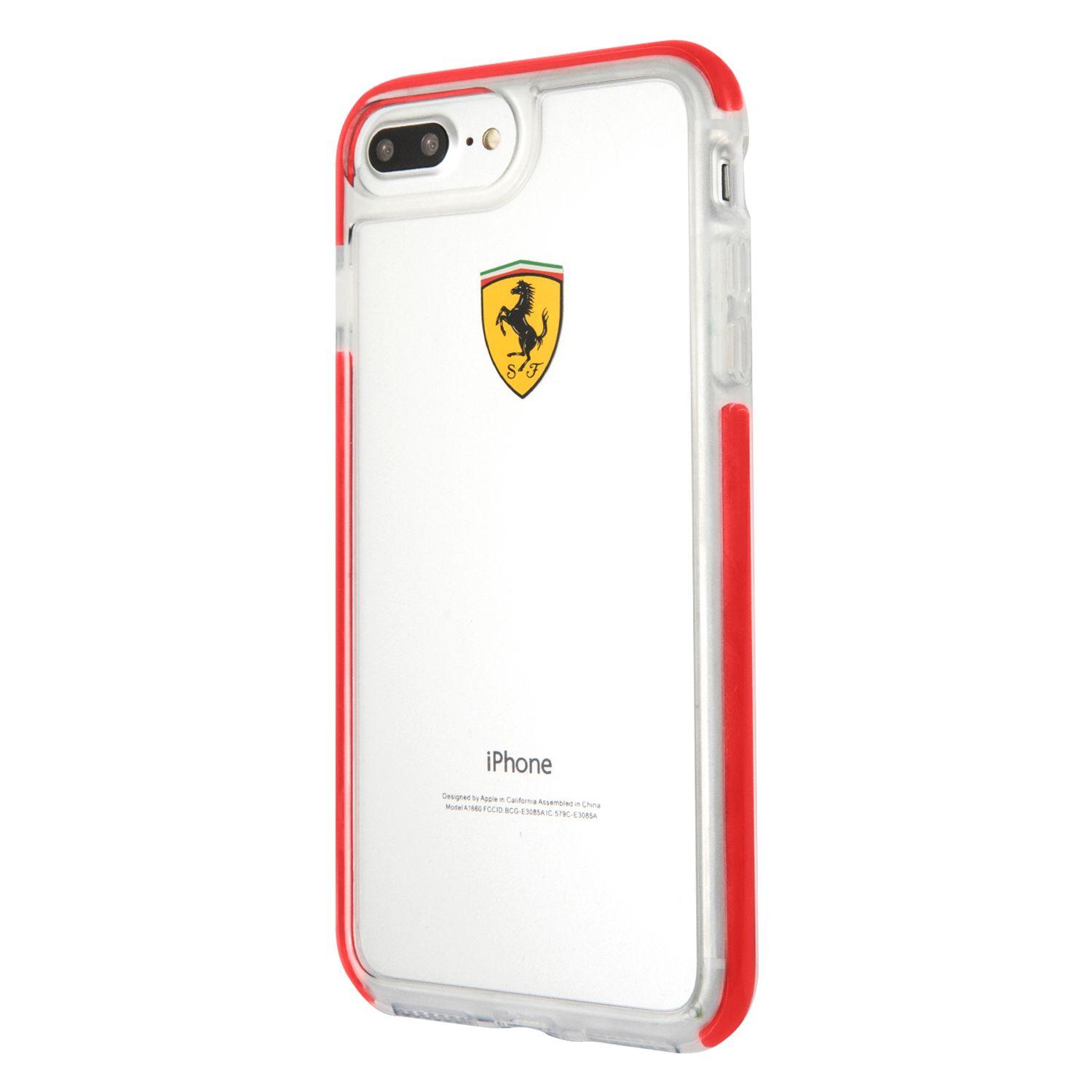 CARCASA FERRARI P/IPHONE 7 PLUS TRANSP/ROJO FEGLHCP7LRE-3