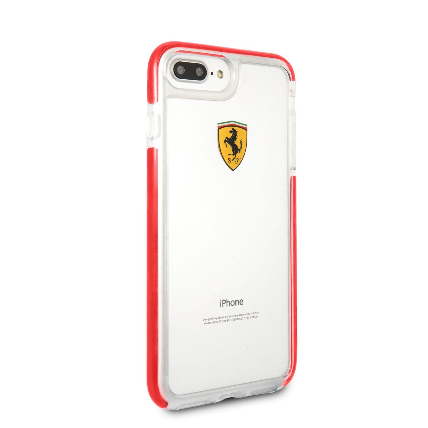 CARCASA FERRARI P/IPHONE 7 PLUS TRANSP/ROJO FEGLHCP7LRE-4