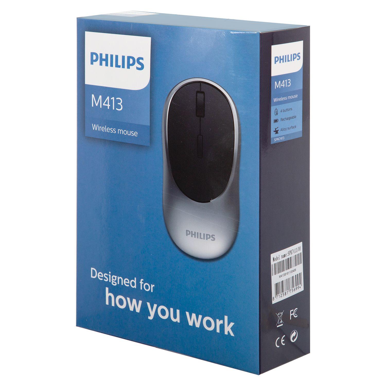 Mouse inalámbrico Philips SPK7413 plateado Open Box-0