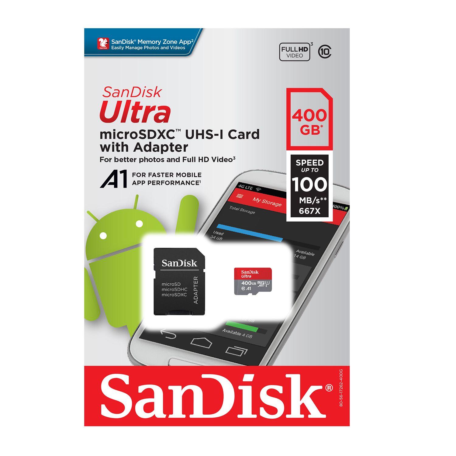 TARJETA DE MEM SANDISK SDSQUAR-400G-GN6MA ULTRA C/ ADAPTADOR SD-2