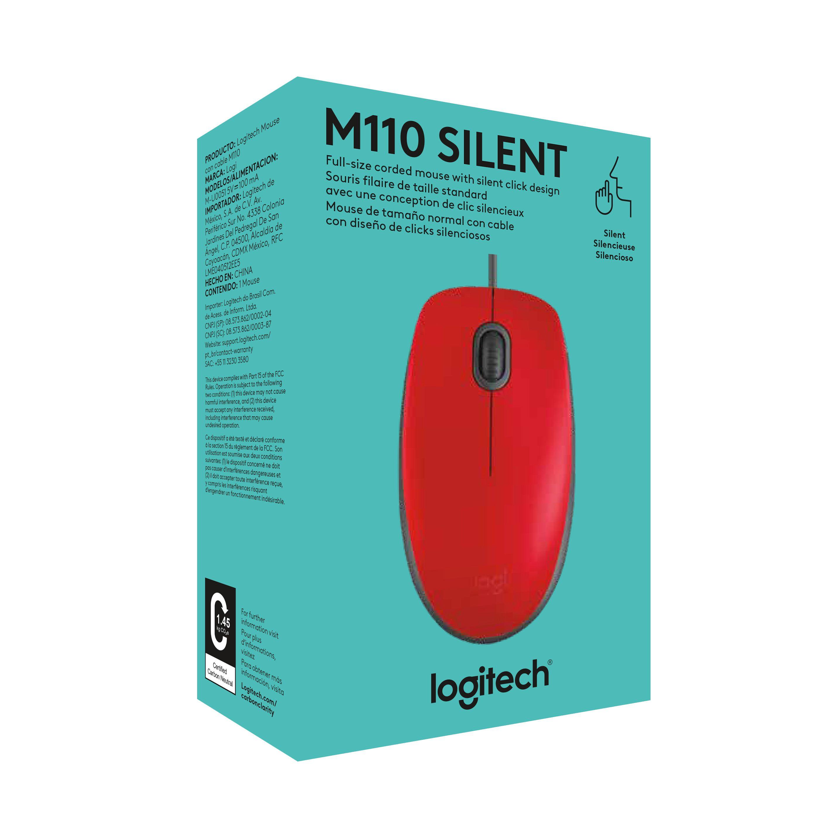 MOUSE LOGITECH M110 SILENT ROJO-0