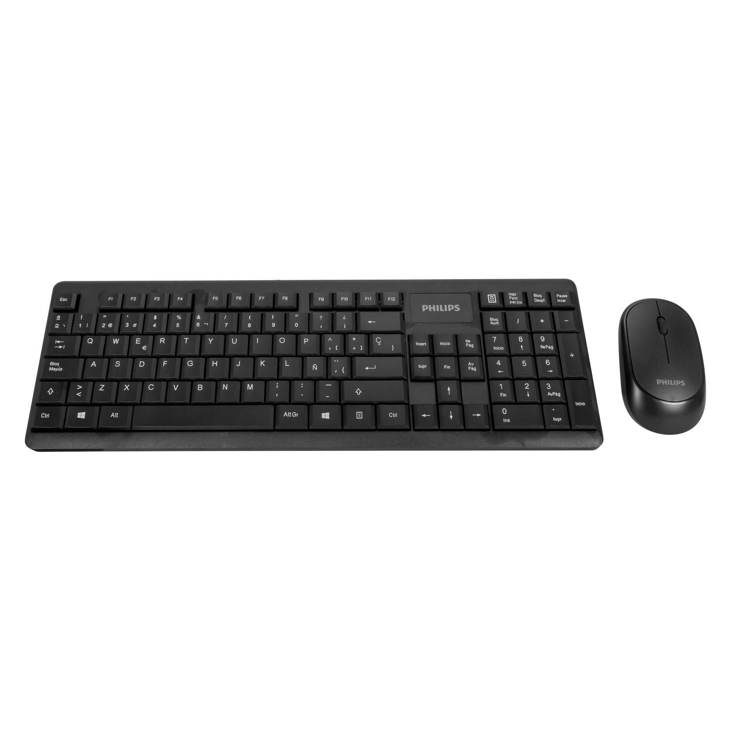 ESPAÑOL COMBO TECLADO + MOUSE NEGRO PHILIPS INAL-2