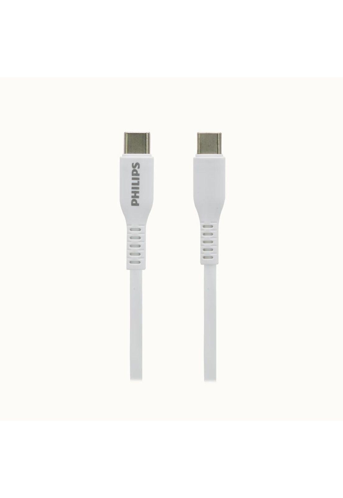 CABLE PHILIPS USB-C A USB-C 1M 30W MAX BLANCO SILIC DLC8601W-2