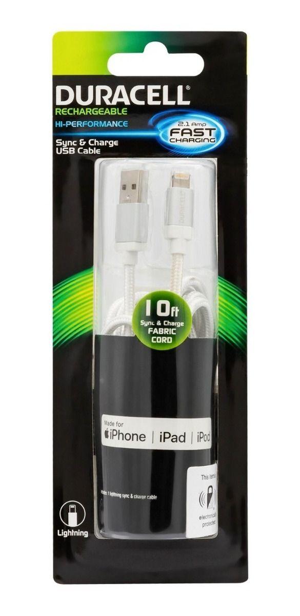 CABLE IPHONE 2.1 AMP. 3 MTS. DURACELL-2