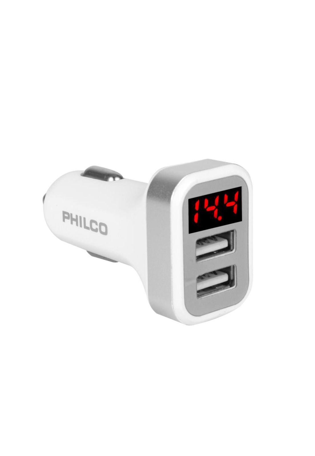 Cargador Auto Dos Usb 3.1a Con Pantalla Led Philco-2