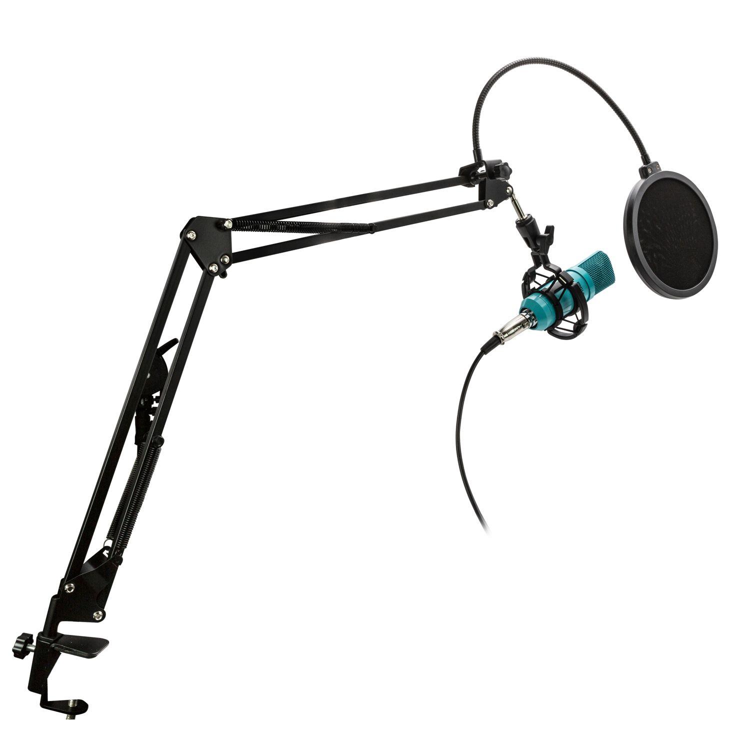 KIT STUDIO MICROPH C/SOP/POP/STAND/USB SOUND CARD AZUL Open box-3