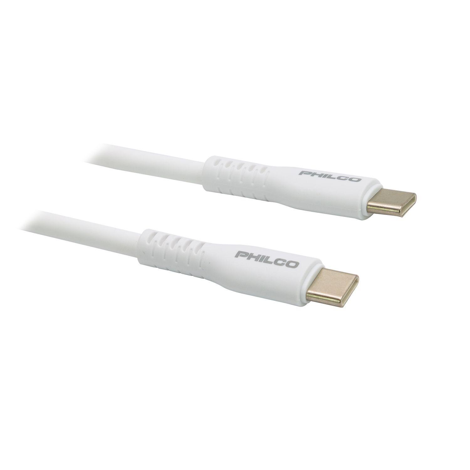 Cable Philco USB-C a USB-C 100W 1,2 m Blanco-2