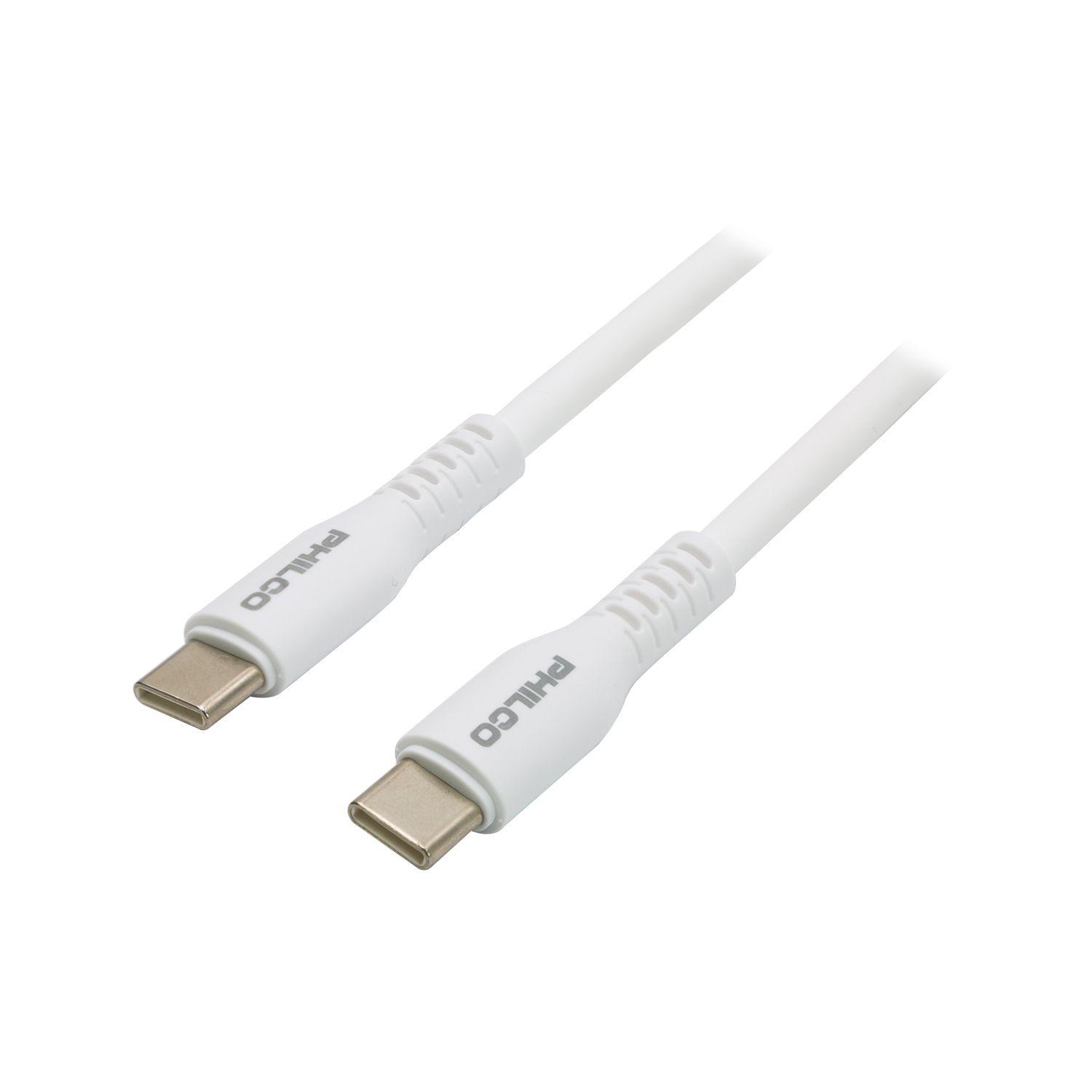 Cable Philco USB-C a USB-C 100W 1,2 m Blanco-3