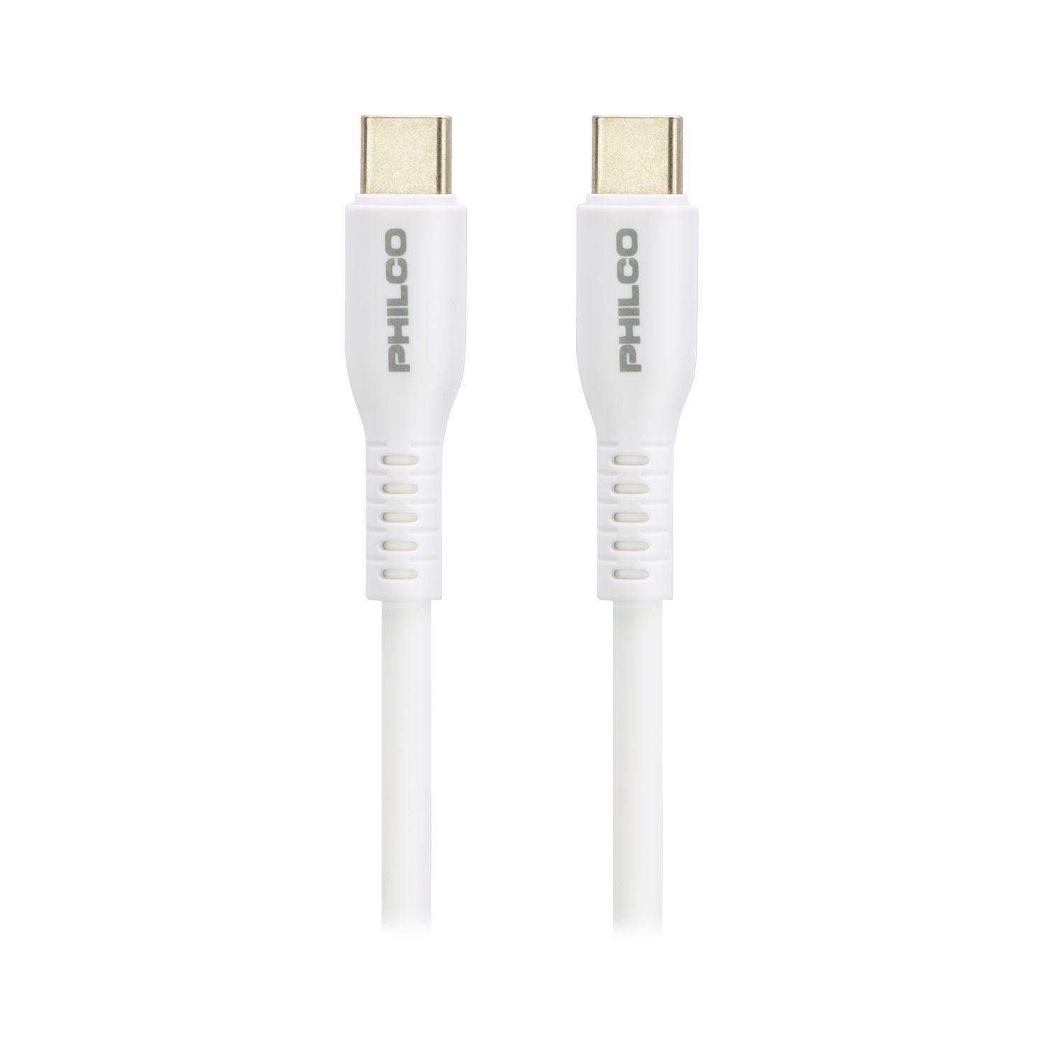 Cable Philco USB-C a USB-C 100W 1,2 m Blanco-4