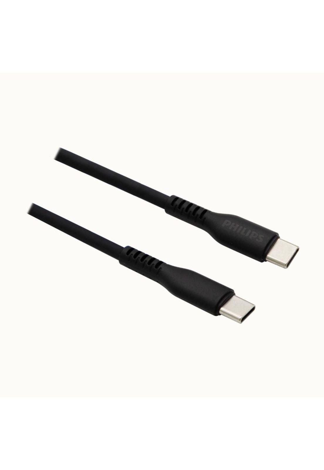 Cable USB-C a USB-C Philips 1m 60W Negro de Silicona-2