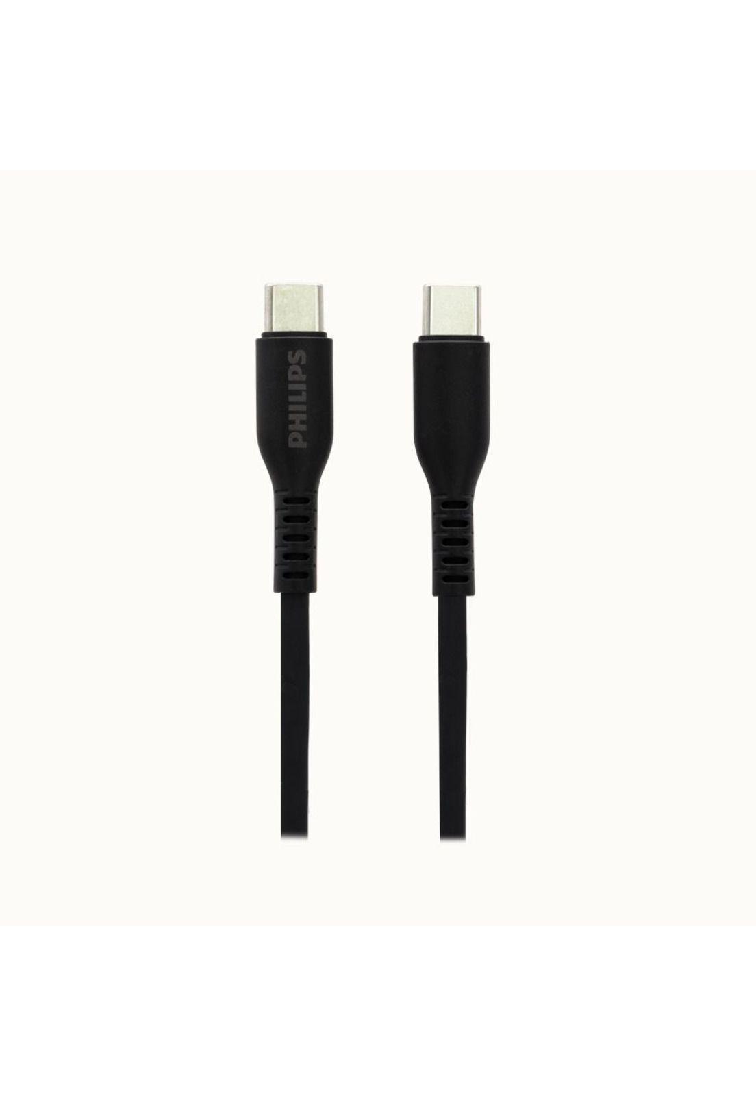 Cable USB-C a USB-C Philips 1m 60W Negro de Silicona-3