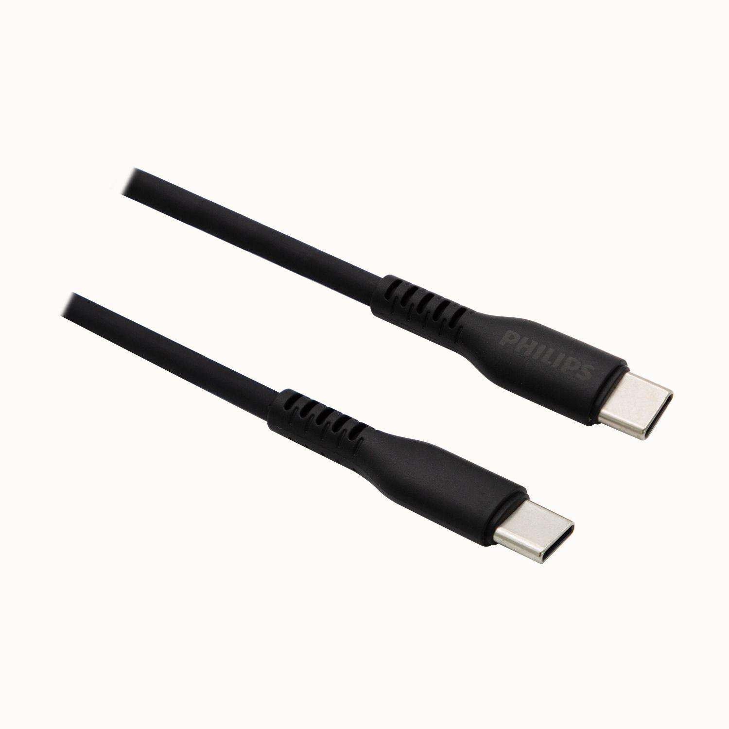 CABLE USB-C A USB-C PHILIPS 1M 60W NEGRO DE SILICONA-2