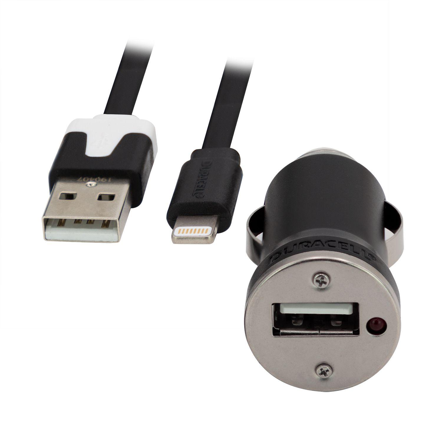 KIT CARG. AUTO IPHONE CERTIFICADO DURACELL DU1303-1