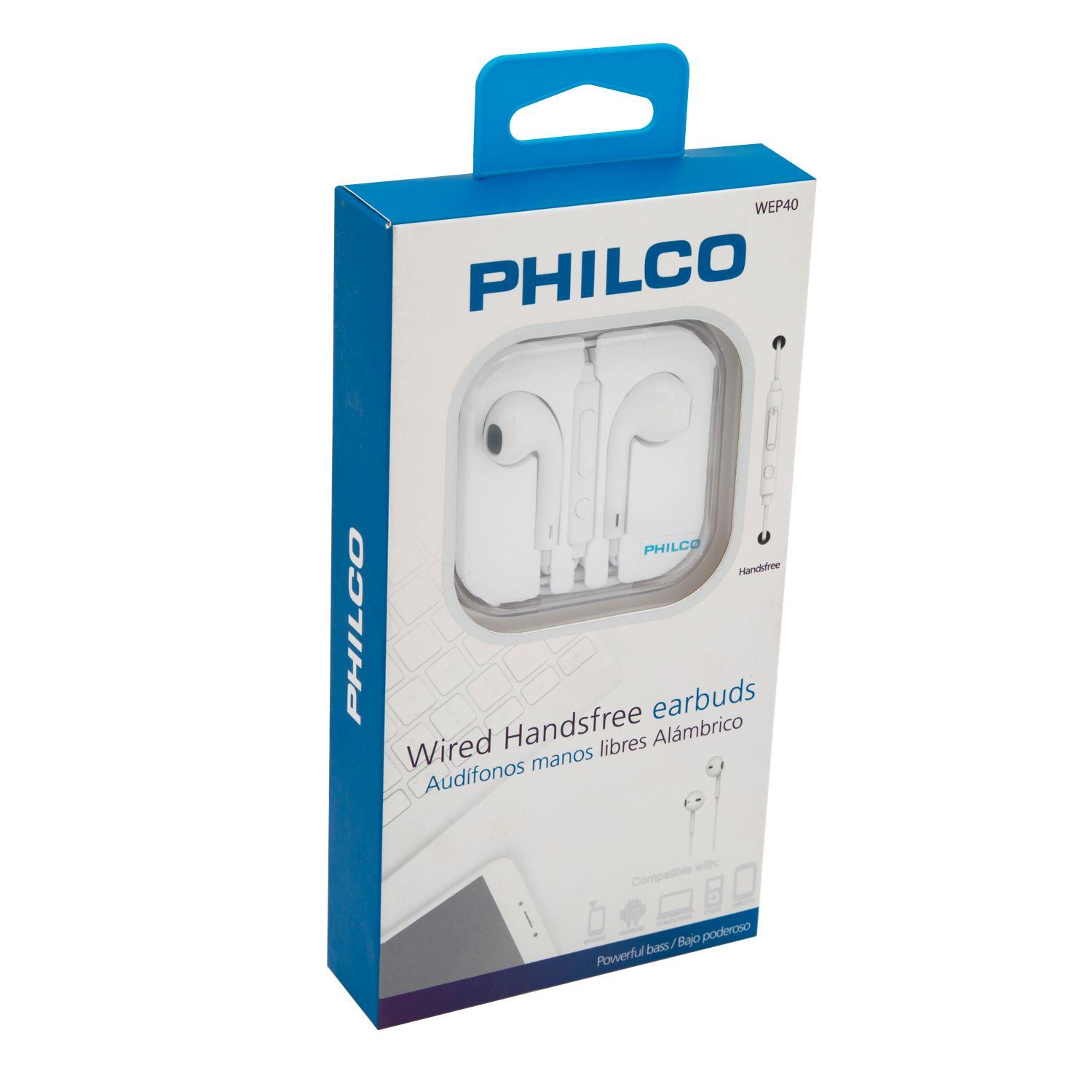 Audífono Alámbrico Manos Libres D40 3.5mm Blanco, Philco-2