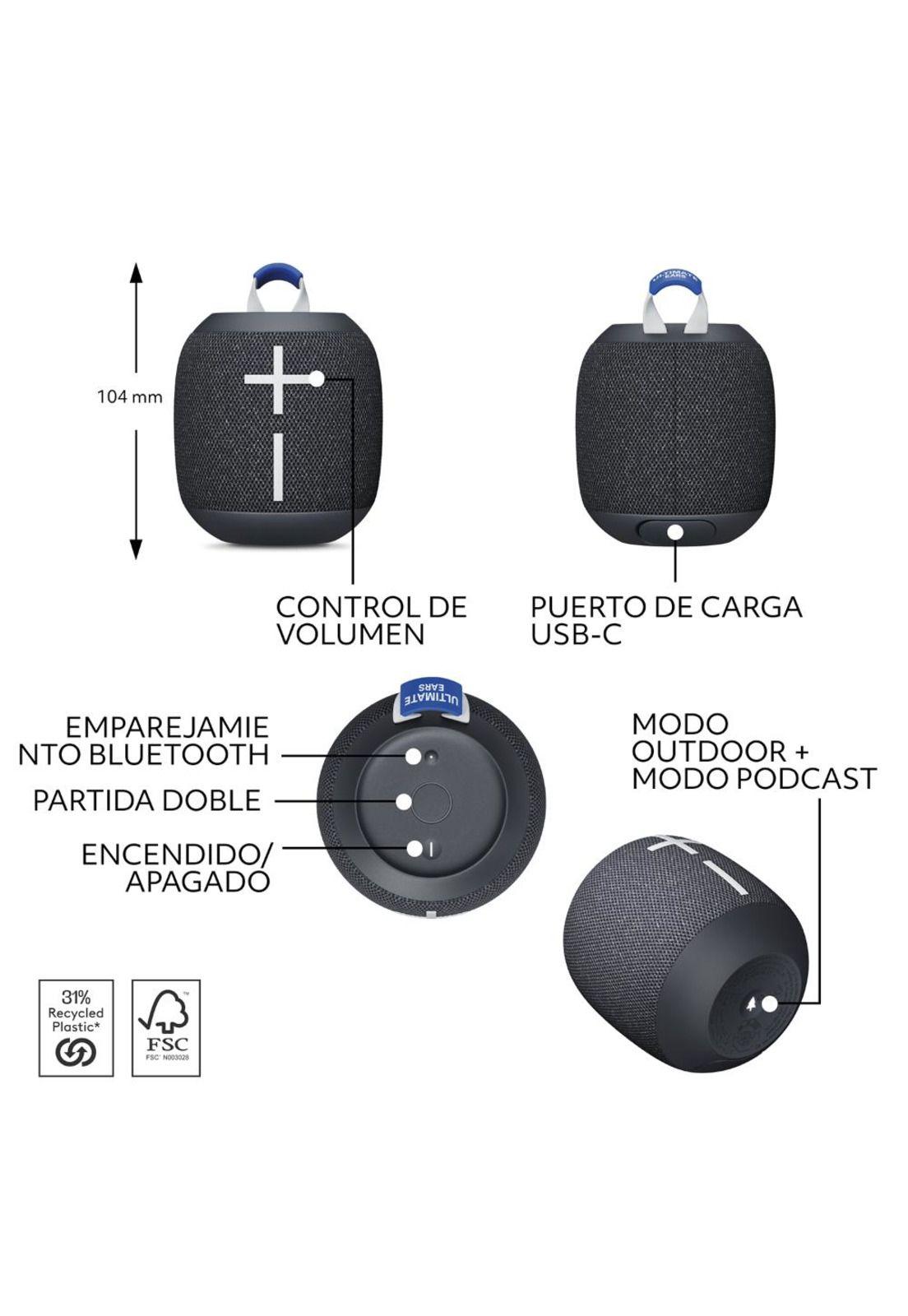 Parlante Logitech NEGRO Port. Wonderboom 4-6