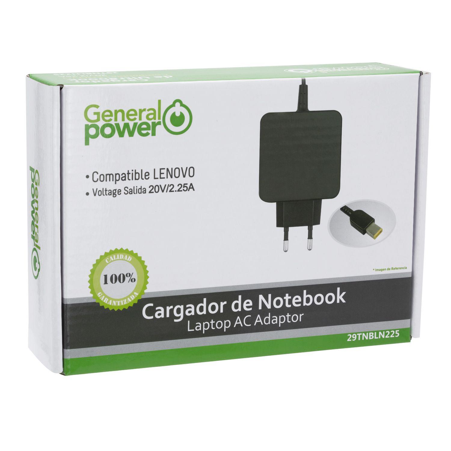 CARGADOR DE ULTRABOOK 20V/2.25A LENOVO USB ELECTROTOM COLOR NEGRO Open box-0