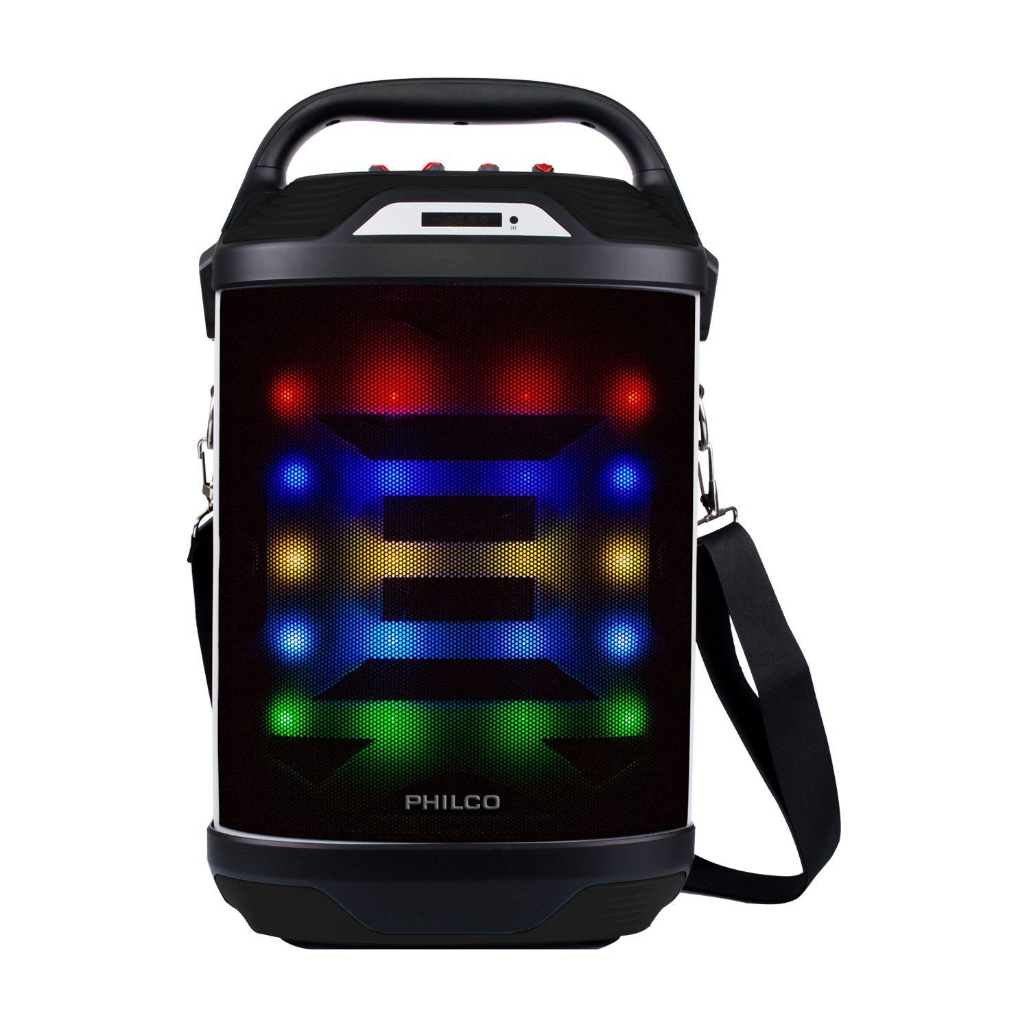 PARLANTE KARAOKE PHILCO BLUETOOTH LED 885 NEGRO-1