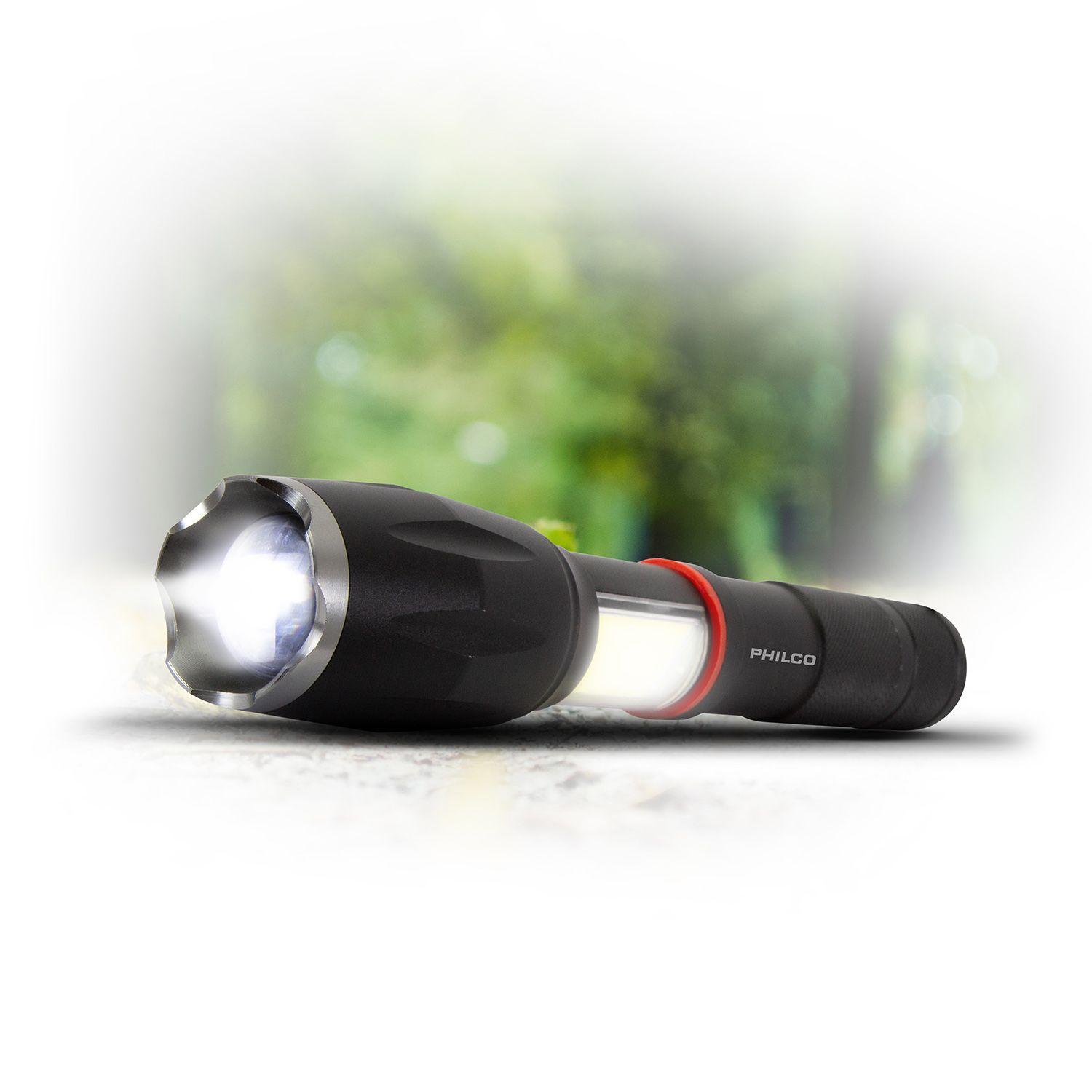 LINTERNA DUAL LED CREE 2 MODOS LUZ RECARGABLE PHILCO SW936 NEGRA Open box-6
