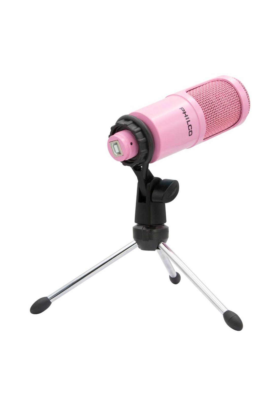 STUDIO MICROPHONE CON TRIPODE ROSADO-2