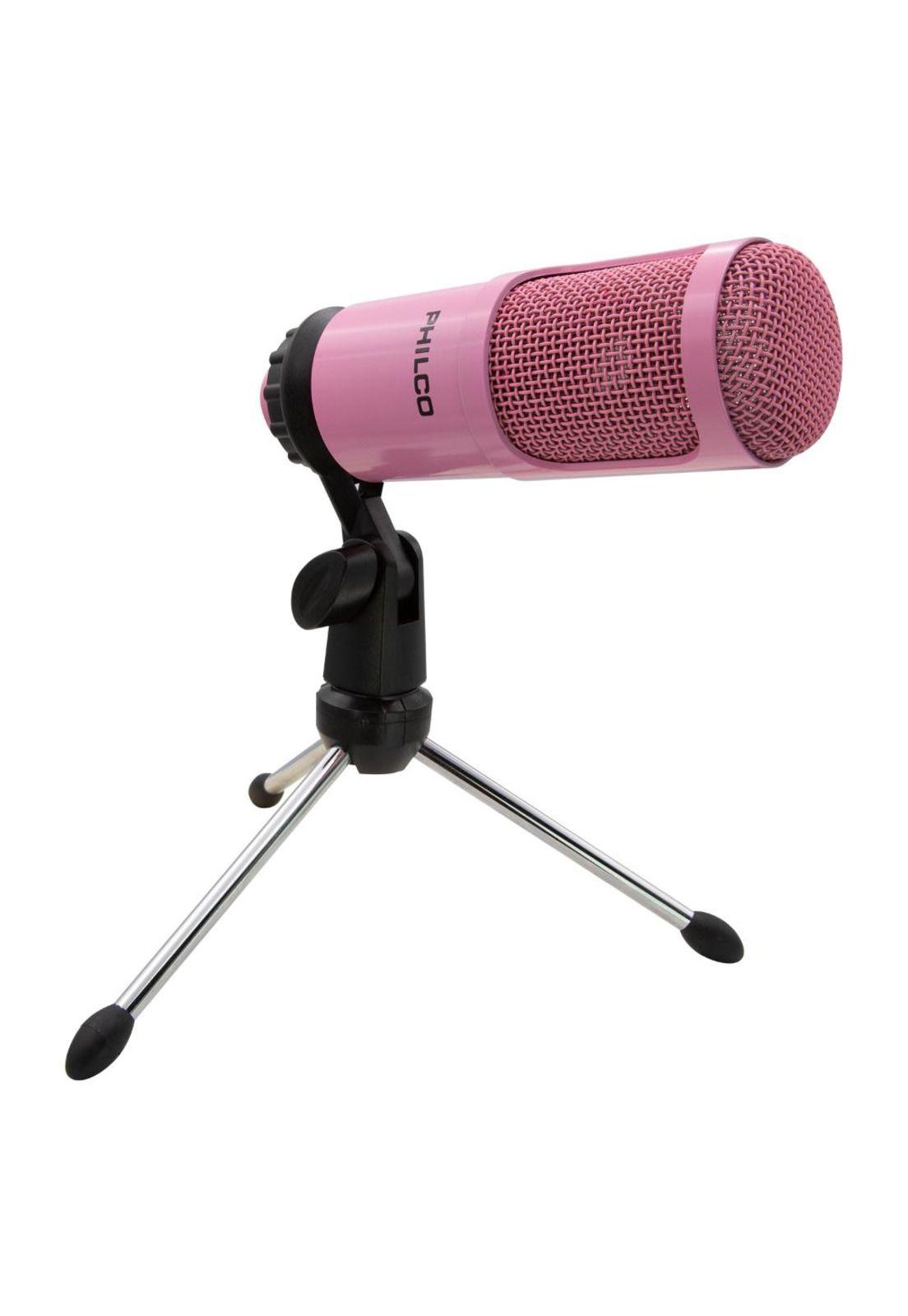 STUDIO MICROPHONE CON TRIPODE ROSADO-3