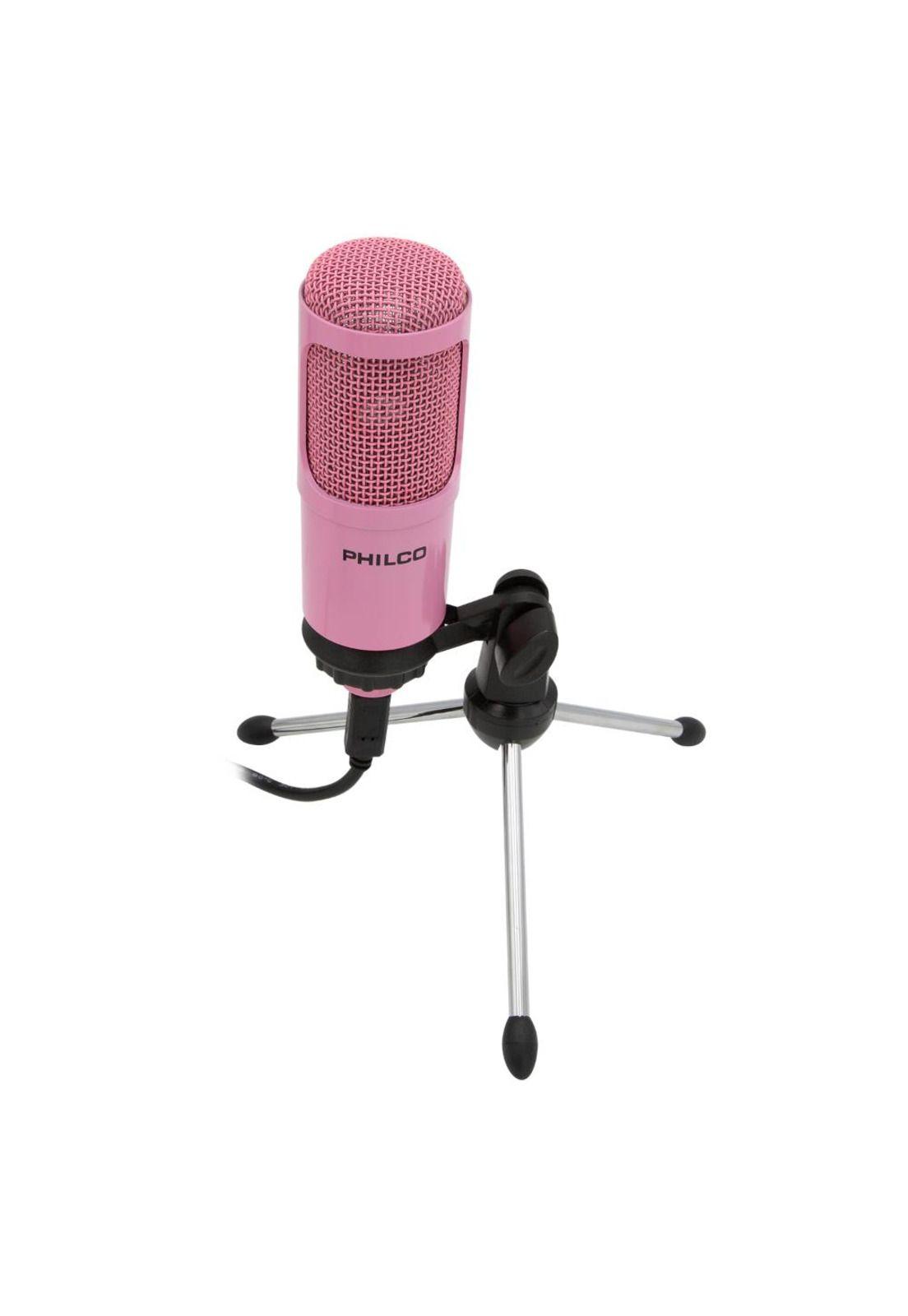 STUDIO MICROPHONE CON TRIPODE ROSADO-6