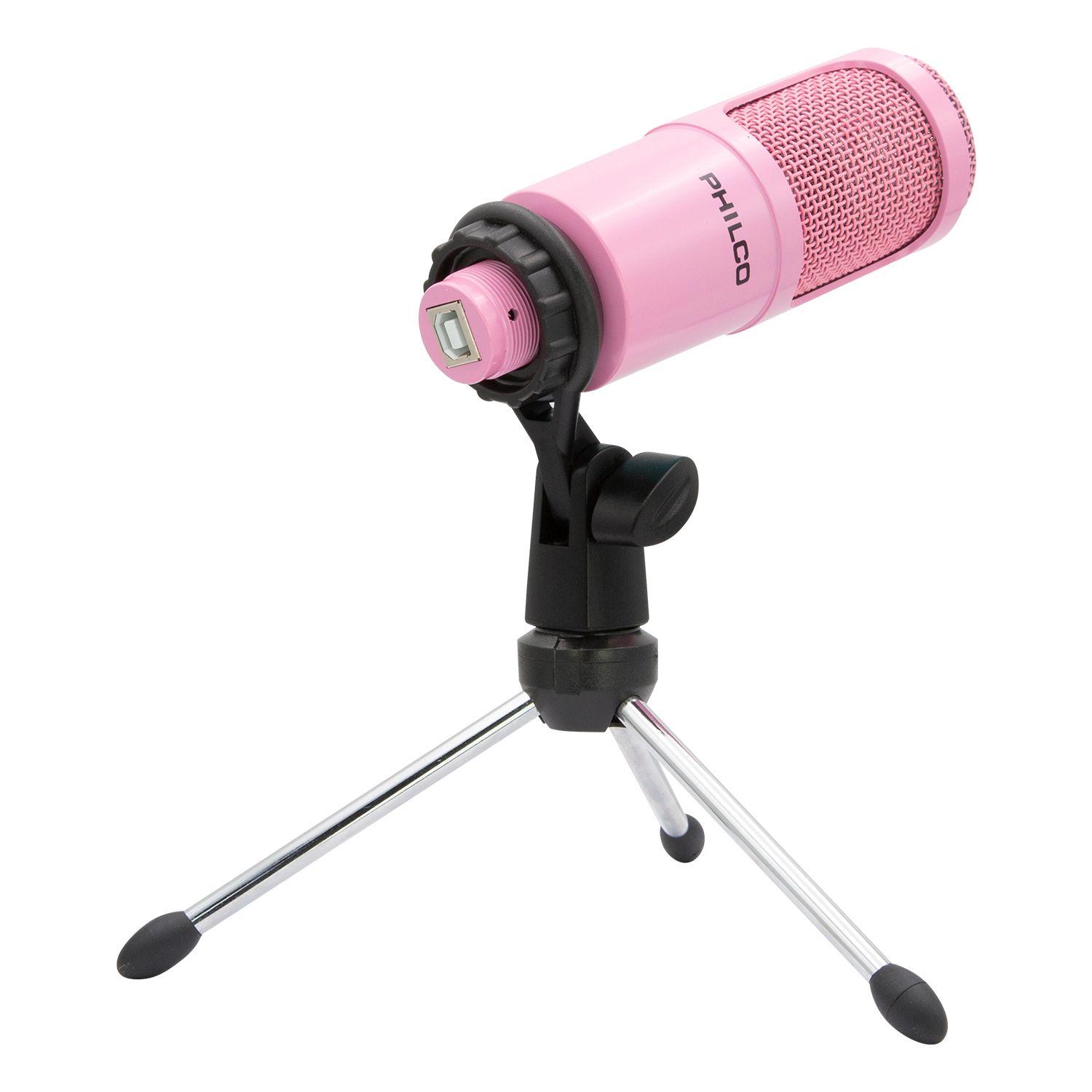 STUDIO MICROPHONE CON TRIPODE ROSADO-2