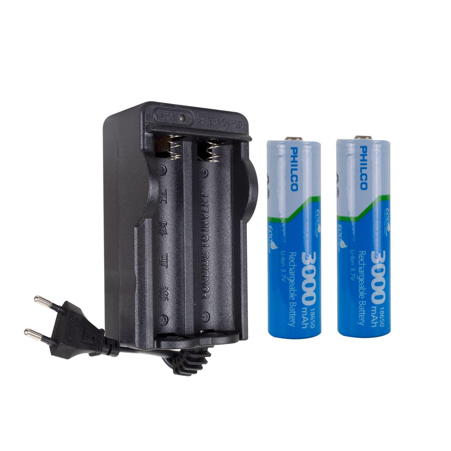 CARGADOR CON 2 BATERIAS LITION ION 18650-2
