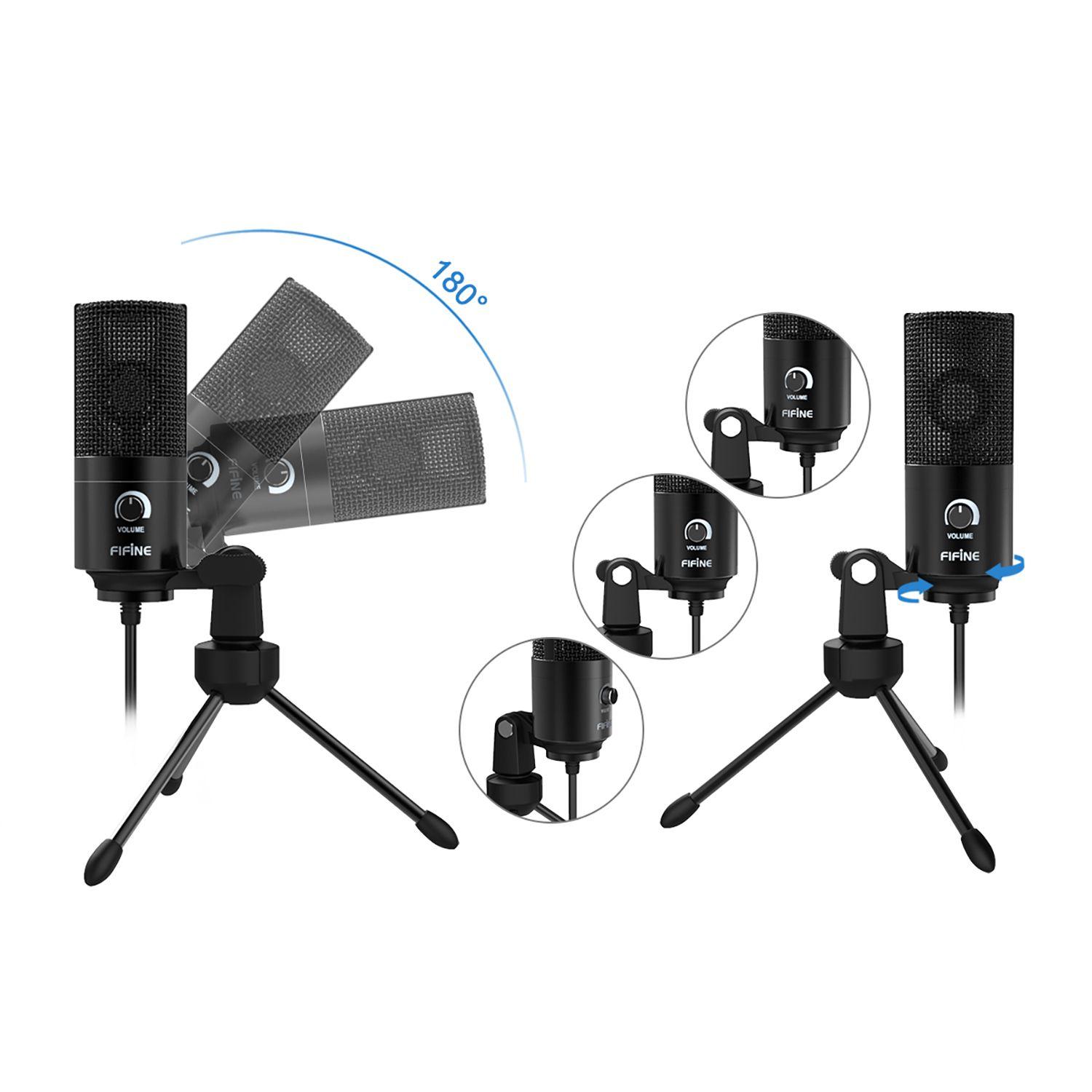 MICROFONO CONDESADOR FIFINE NEGRO USB K669B Open box-5