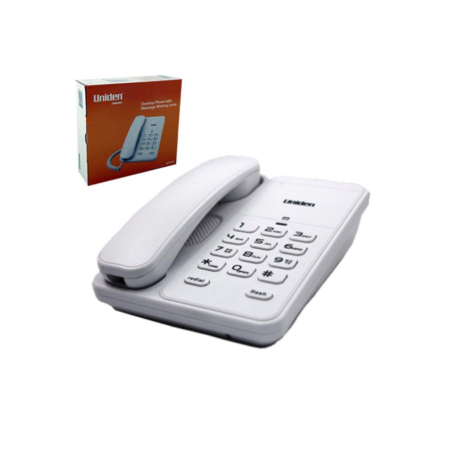 TELÉFONO DE MESA PARED UNIDEN BOTONES GRANDES IDEAL OFICINAS COLOR BLANCO-2
