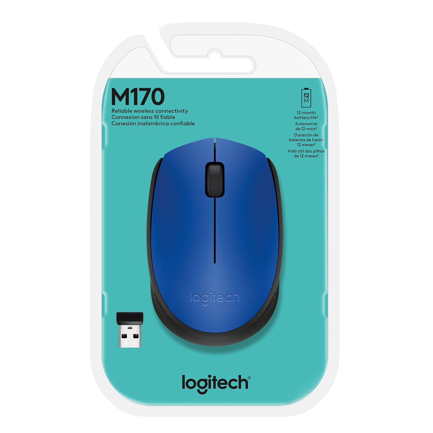 Mouse Inalámbrico Logitech M170 Azul Y Negro Open box-0