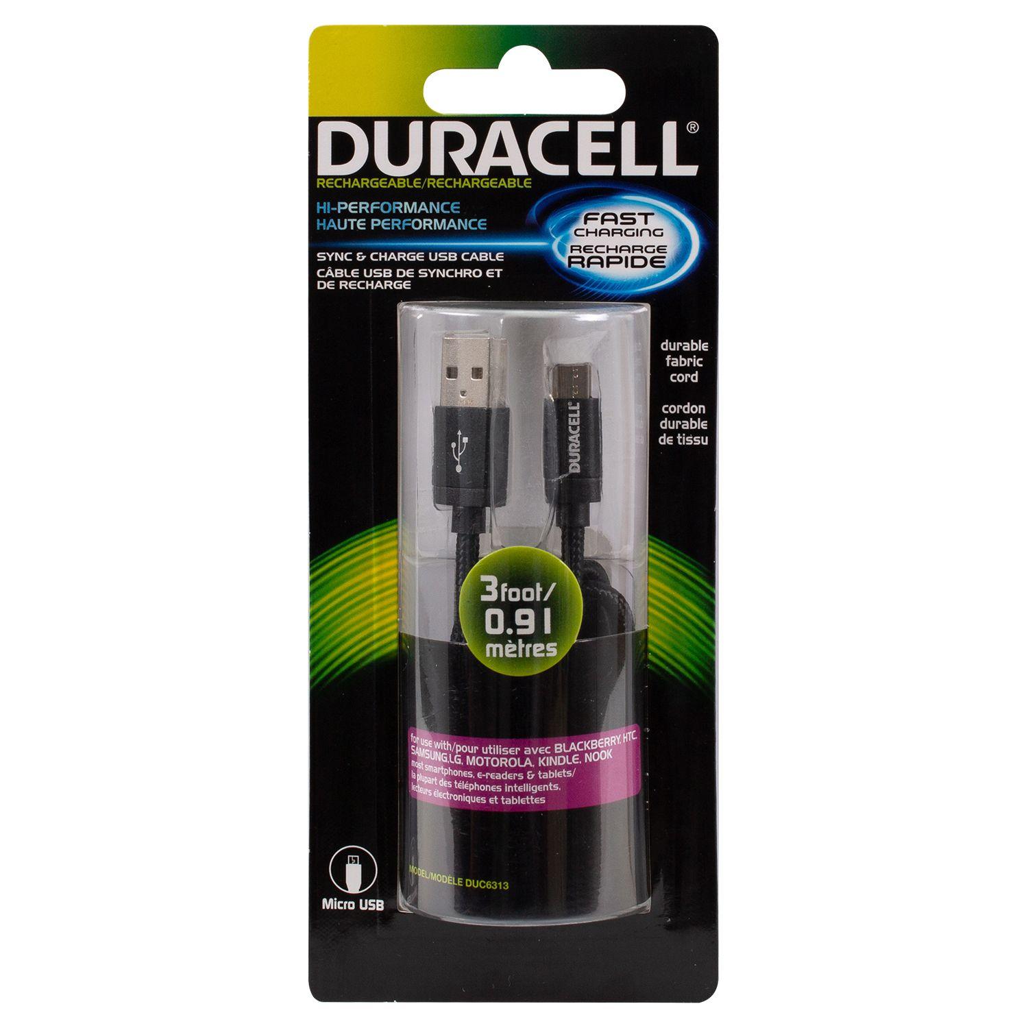 CABLE MICRO USB 0.9 METROS DURACELL DUC6313-0