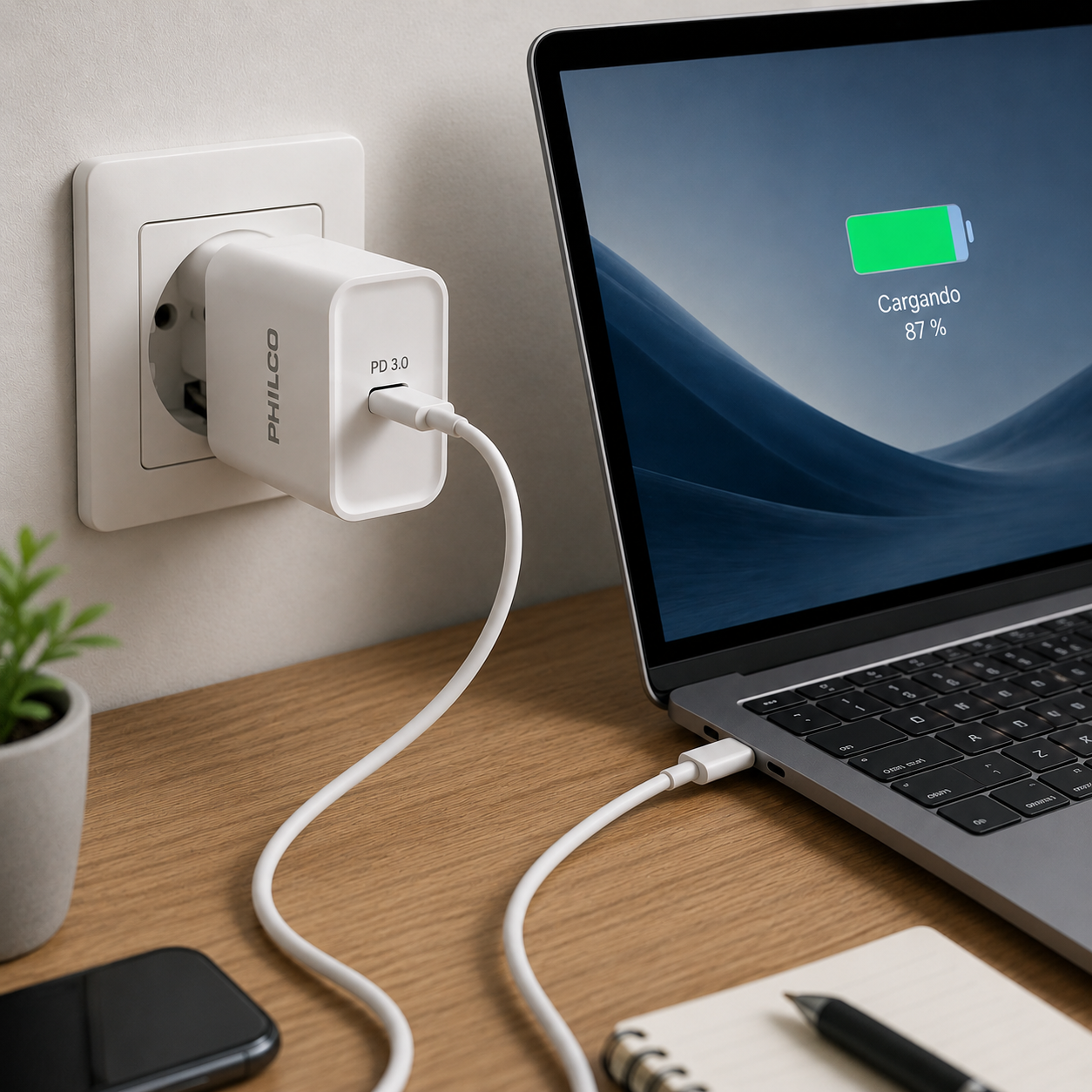 Cargador de pared Philco QC 3.0 USB-C 20W Open Box-9