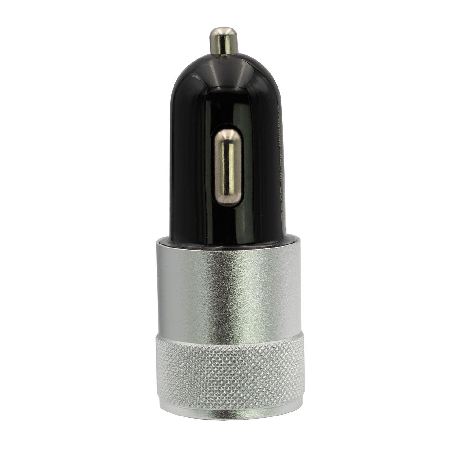 CARGADOR PARA AUTO PHILCO ULTRA FAST USB/C 20WATTS PLATEADO-2