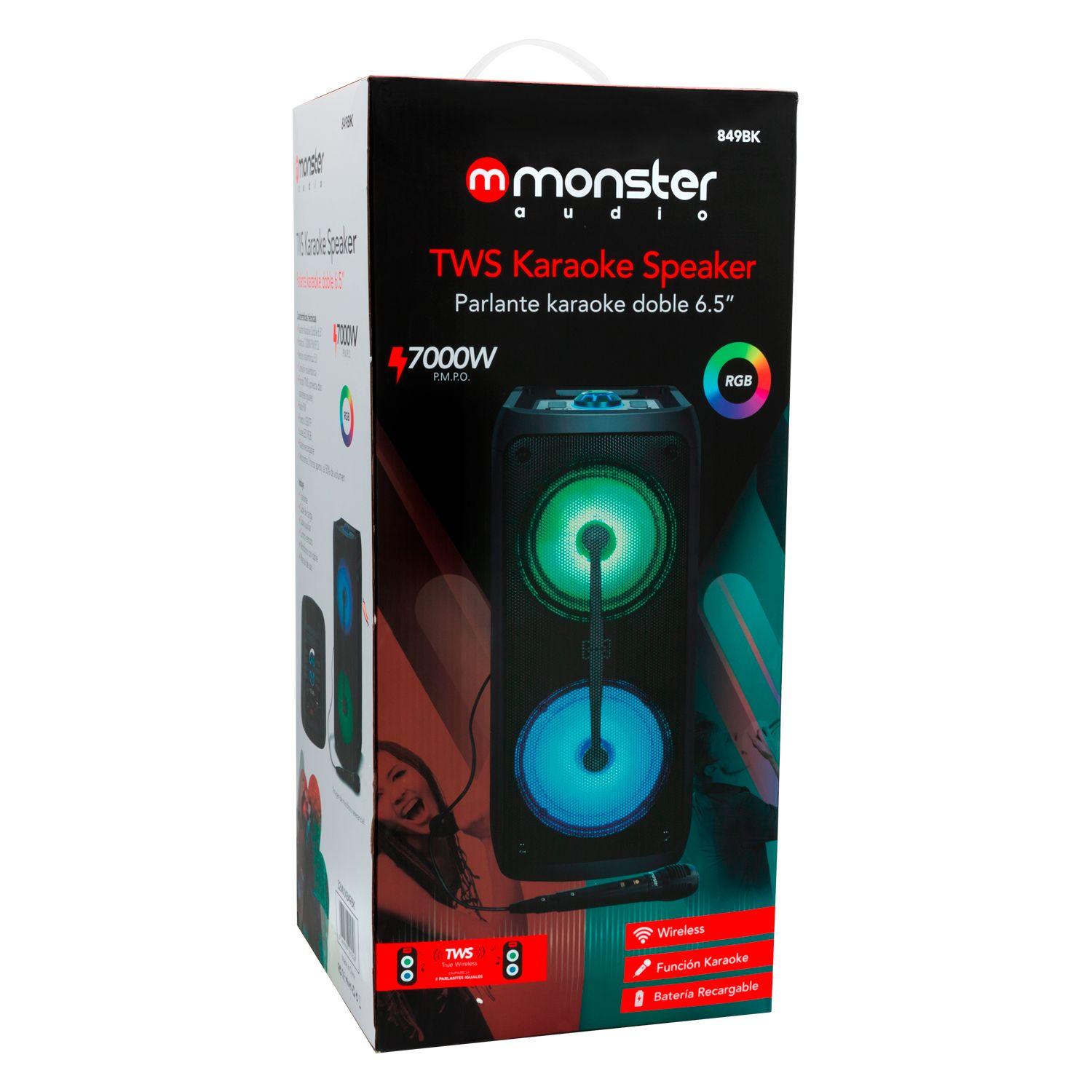 Parlante karaoke Monster 849BK doble 6 pulg Open Box-0