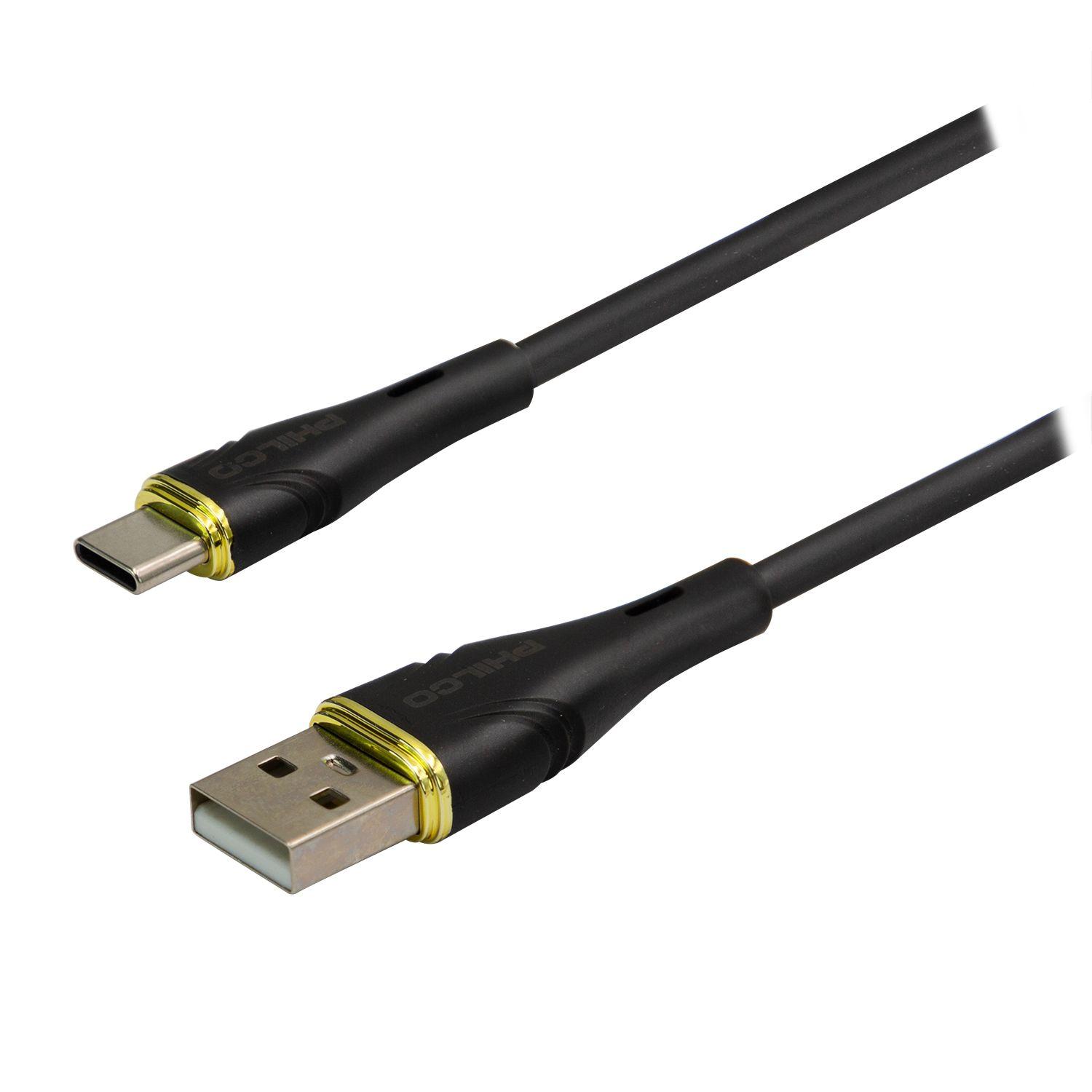 Cable Philco USB-A a USB-C 1,2 m Negro-0