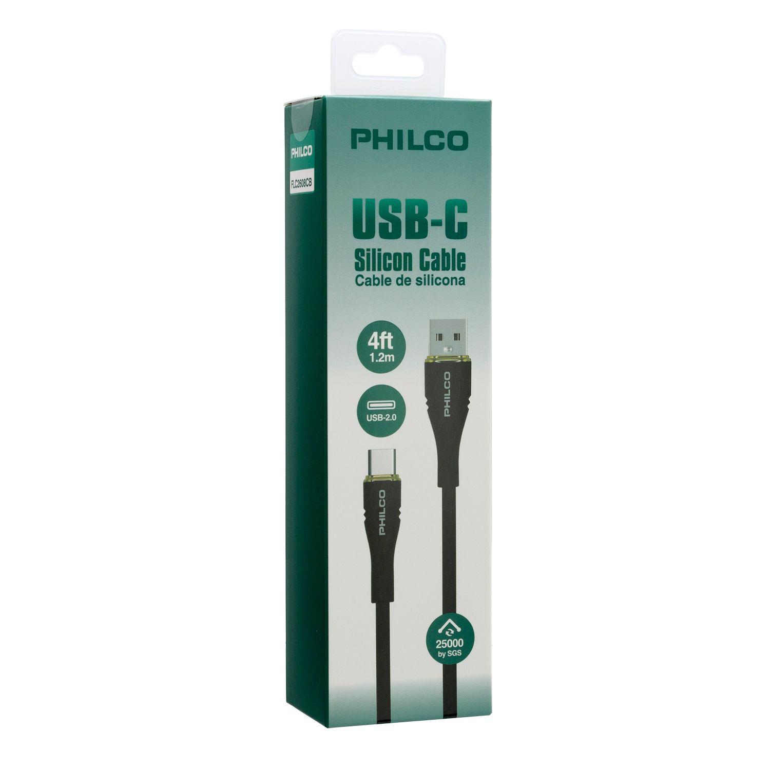 Cable Philco USB-A a USB-C 1,2 m Negro-3