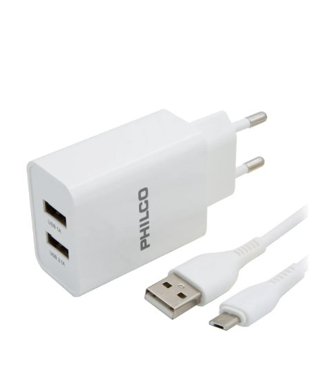 Cargador 2usb Carga Rápida 2.1a Conector Tipob Philco R2100-0