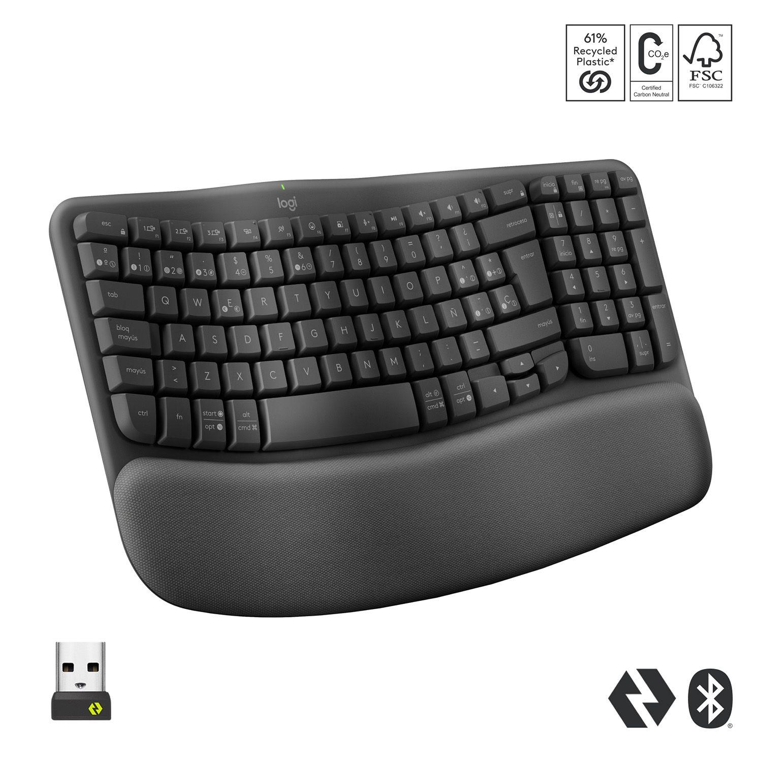 Teclado Inalámbrico Ergonómico Logitech Wave Keys Grafito Open box-2