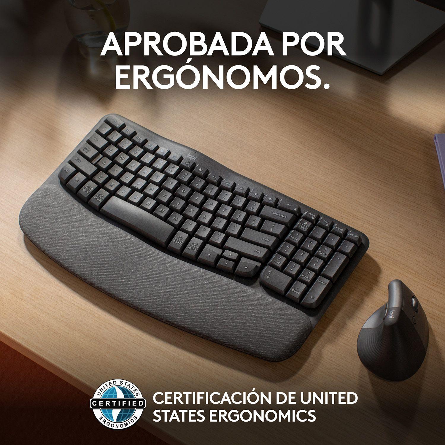 Teclado Inalámbrico Ergonómico Logitech Wave Keys Grafito Open box-4