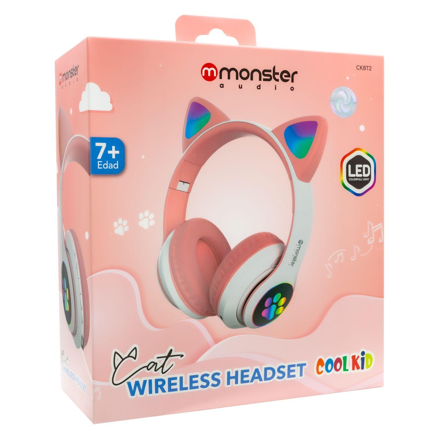Audífono Monster Cool Kids CKBT02 Cat Ears rosado Open Box-0