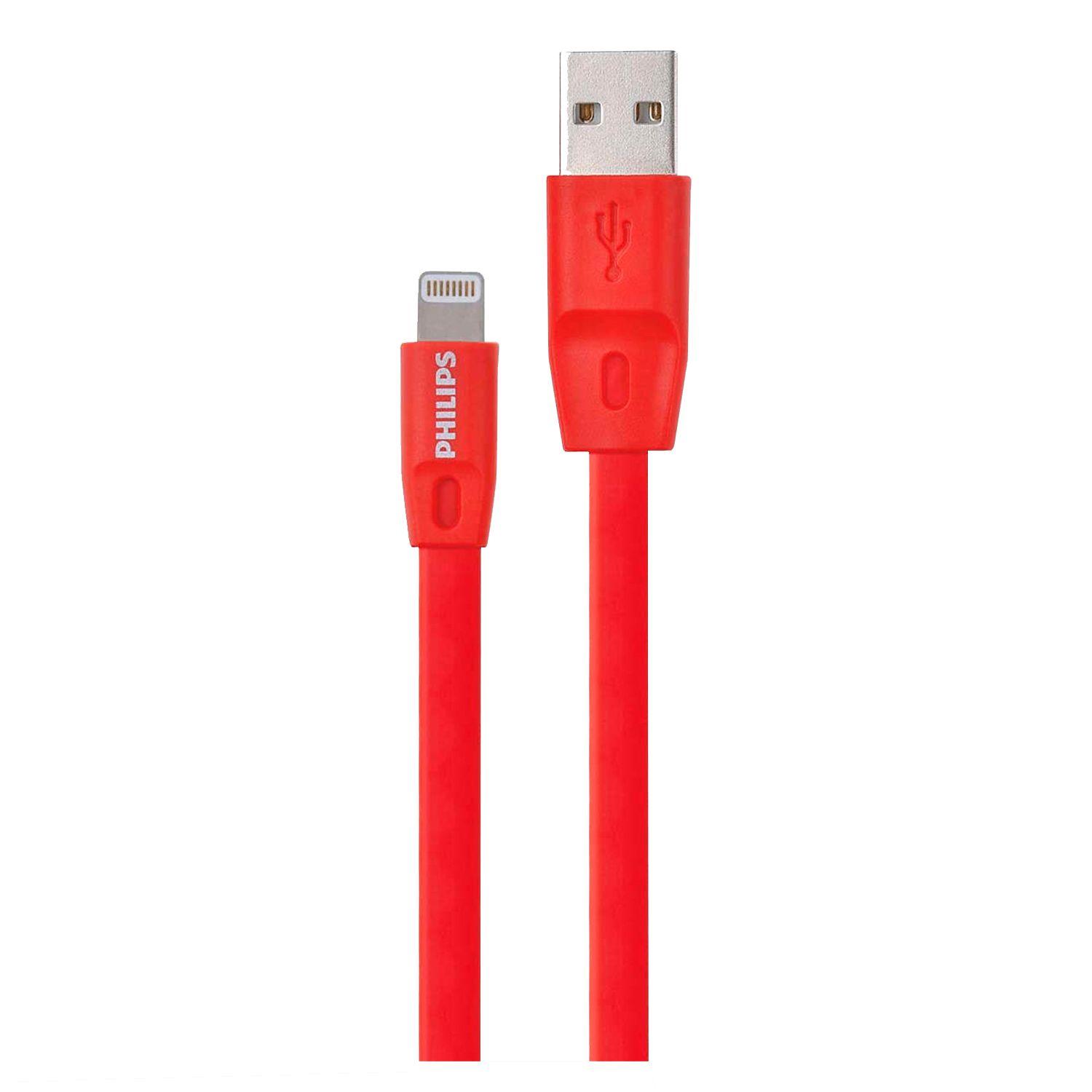 CABLE PHILIPS DLC2518C MICRO-USB 1.2 MTS ROJO PLANO Open box-2