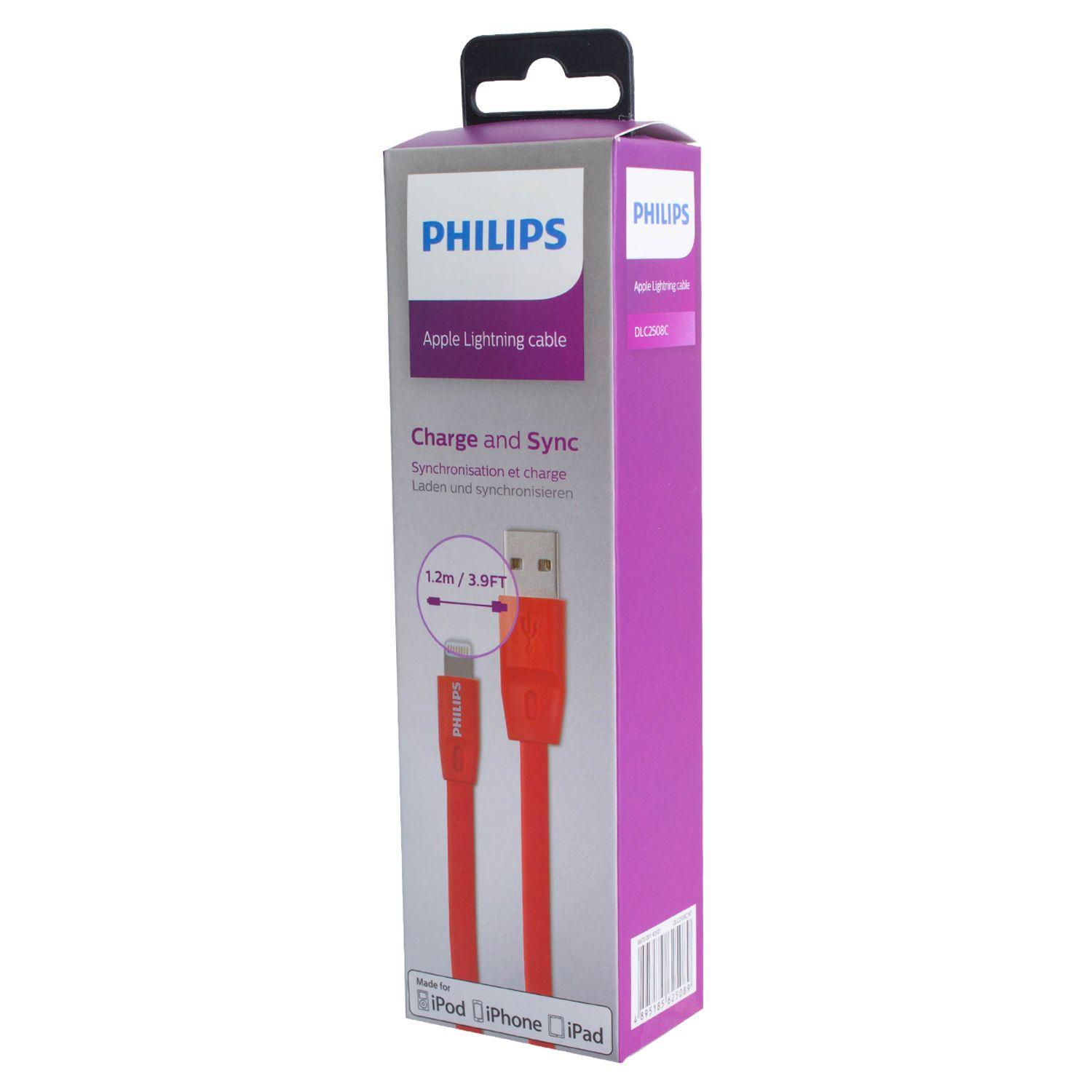 CABLE PHILIPS DLC2518C MICRO-USB 1.2 MTS ROJO PLANO Open box-3
