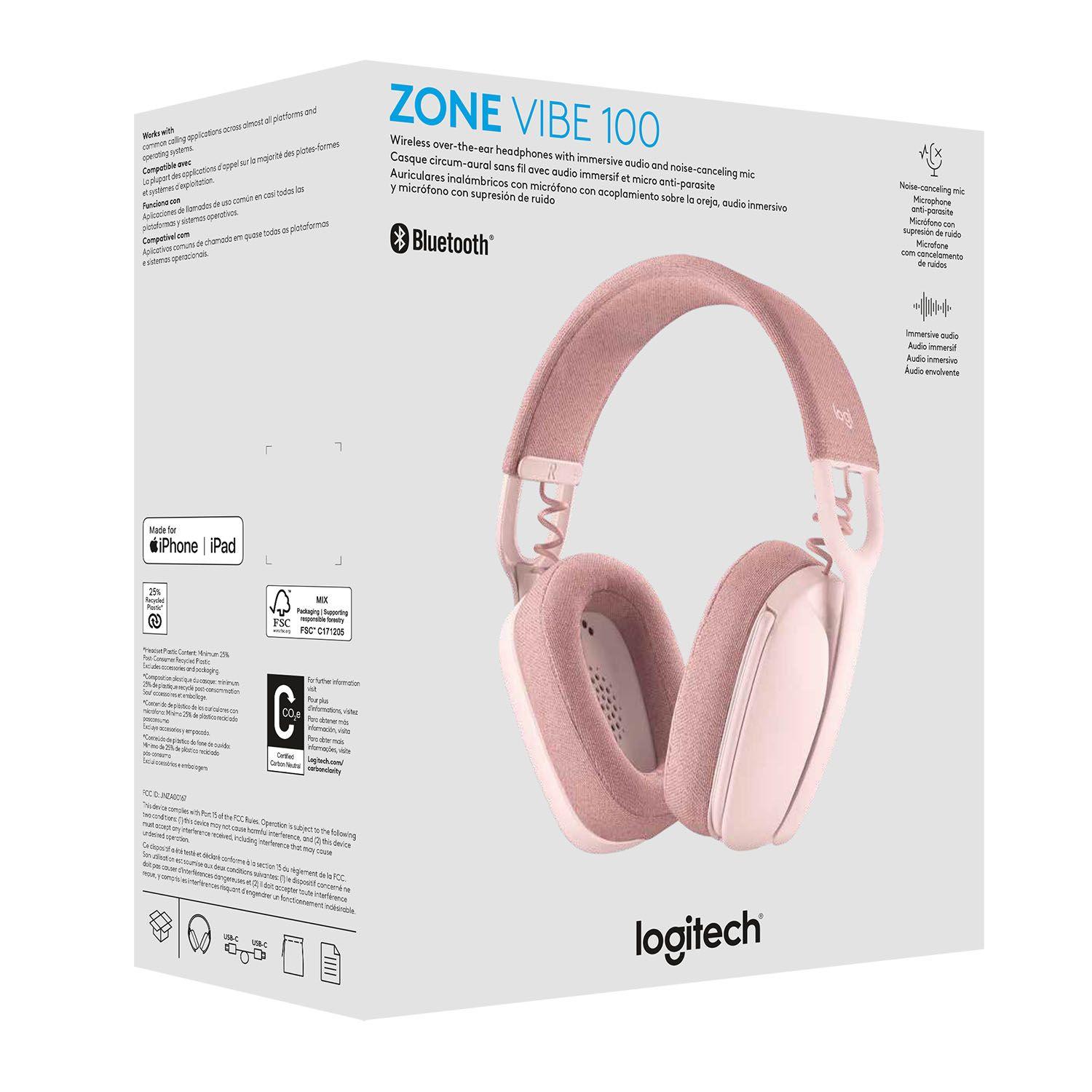 Logitech Zone Vibe 100 Headset Inalámbrico C. Micrófono Rosa Open box-6