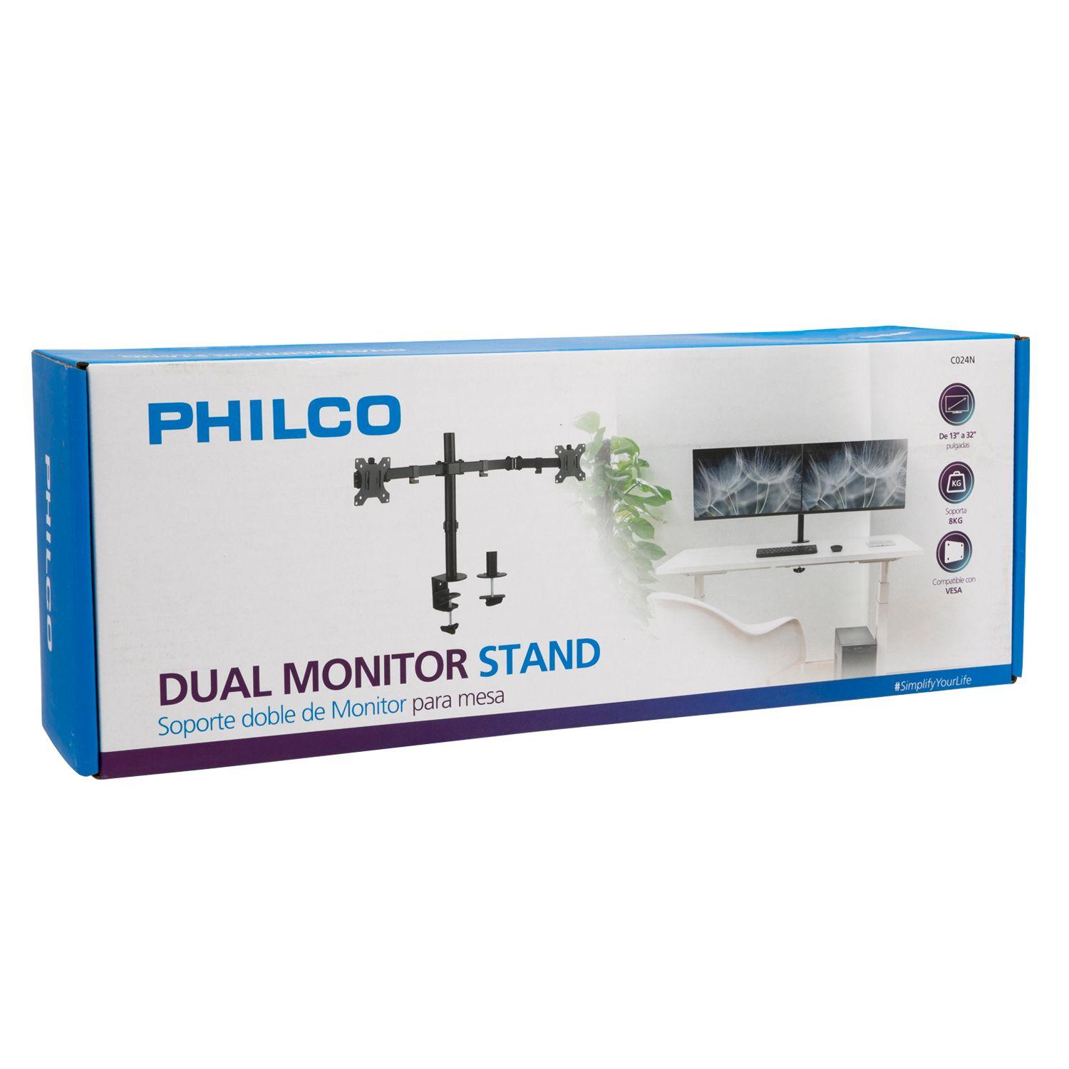 SOPORTE MONITOR DOBLE PARA MESA 13 A 32 PULG MAX 8 KG-2