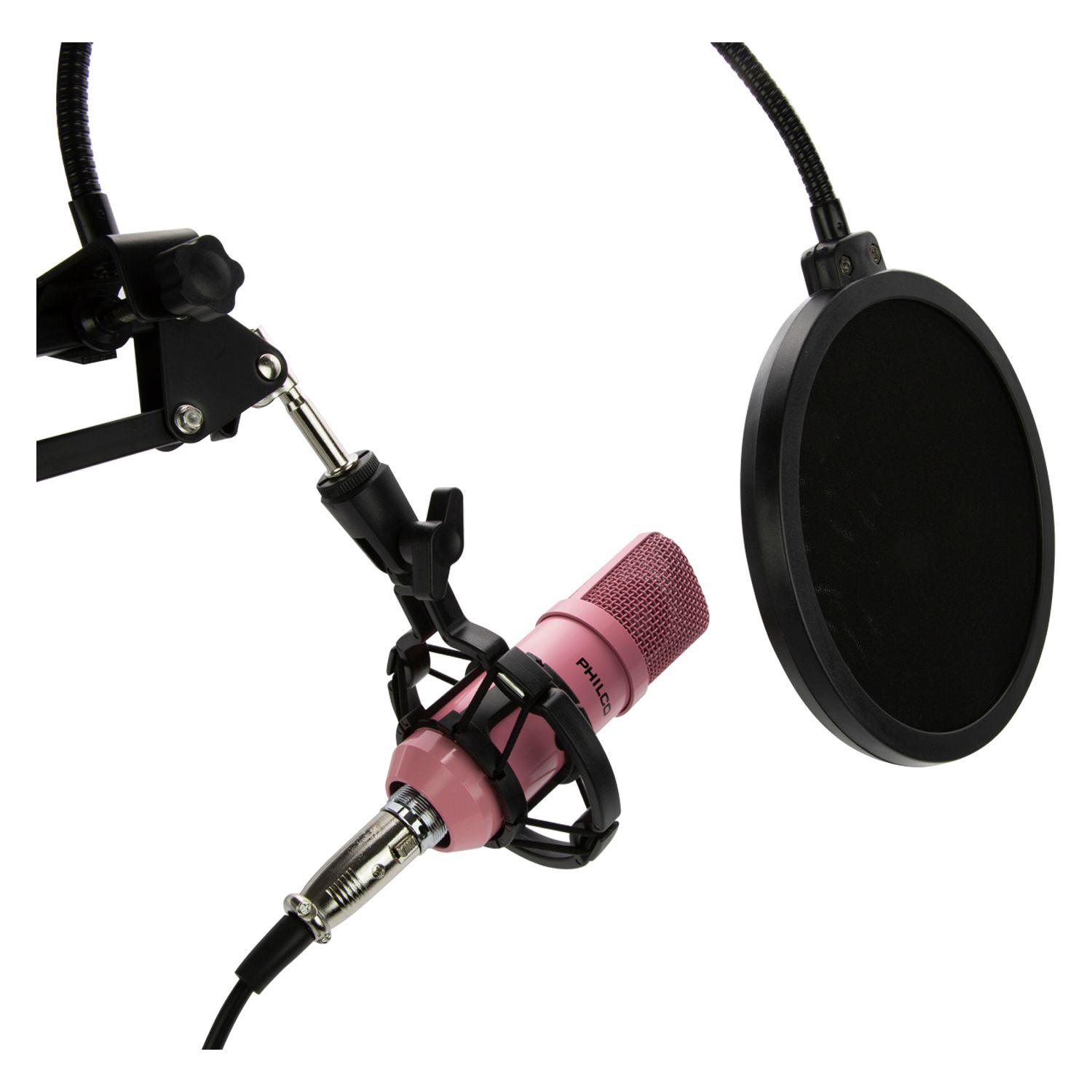 KIT STUDIO MICROPH C/SOP/POP/STAND/USB SOUND CARD ROSADO-1